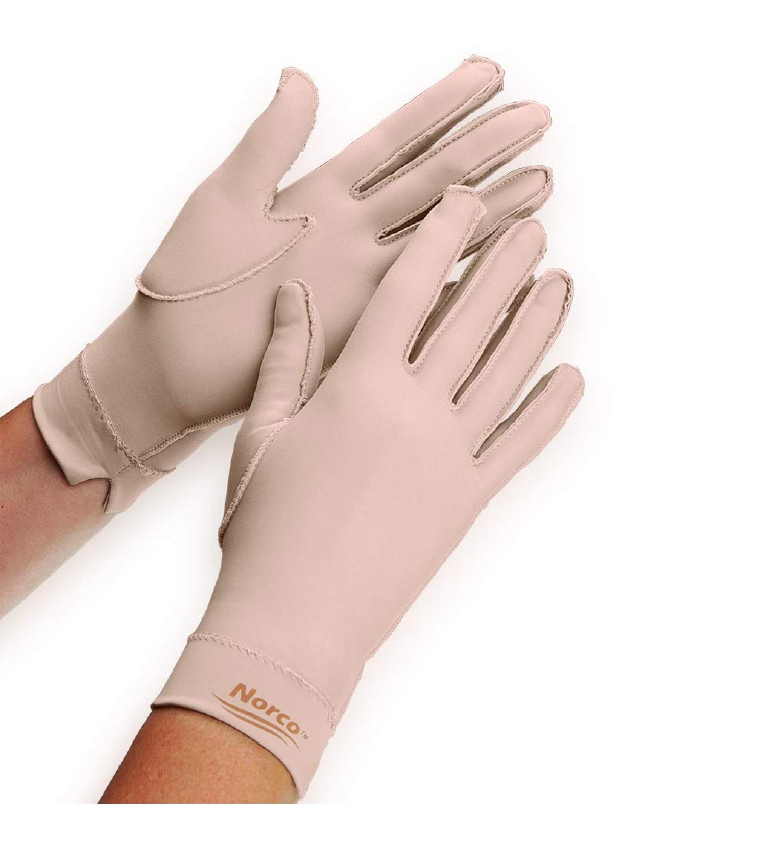 Norco Mild Compression Full Finger Glove - Arthritis Pain Relief, Edema & Swelling Reduction, Improved Mobility - Silky Comfort with Outside Seams, Soft Stretchy Fabric for Warmth - Right Small Over Wrist - Buy Online on GoSupps.com