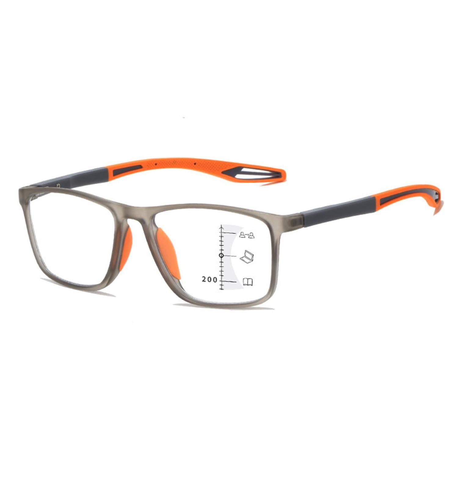 Progressive Multifocus Reading Glasses for Men Women Flexible Sports Glasses Anti blue Light Computer Readers(Couleur:Orange Grandeur:2.5x) - Buy Online on GoSupps.com