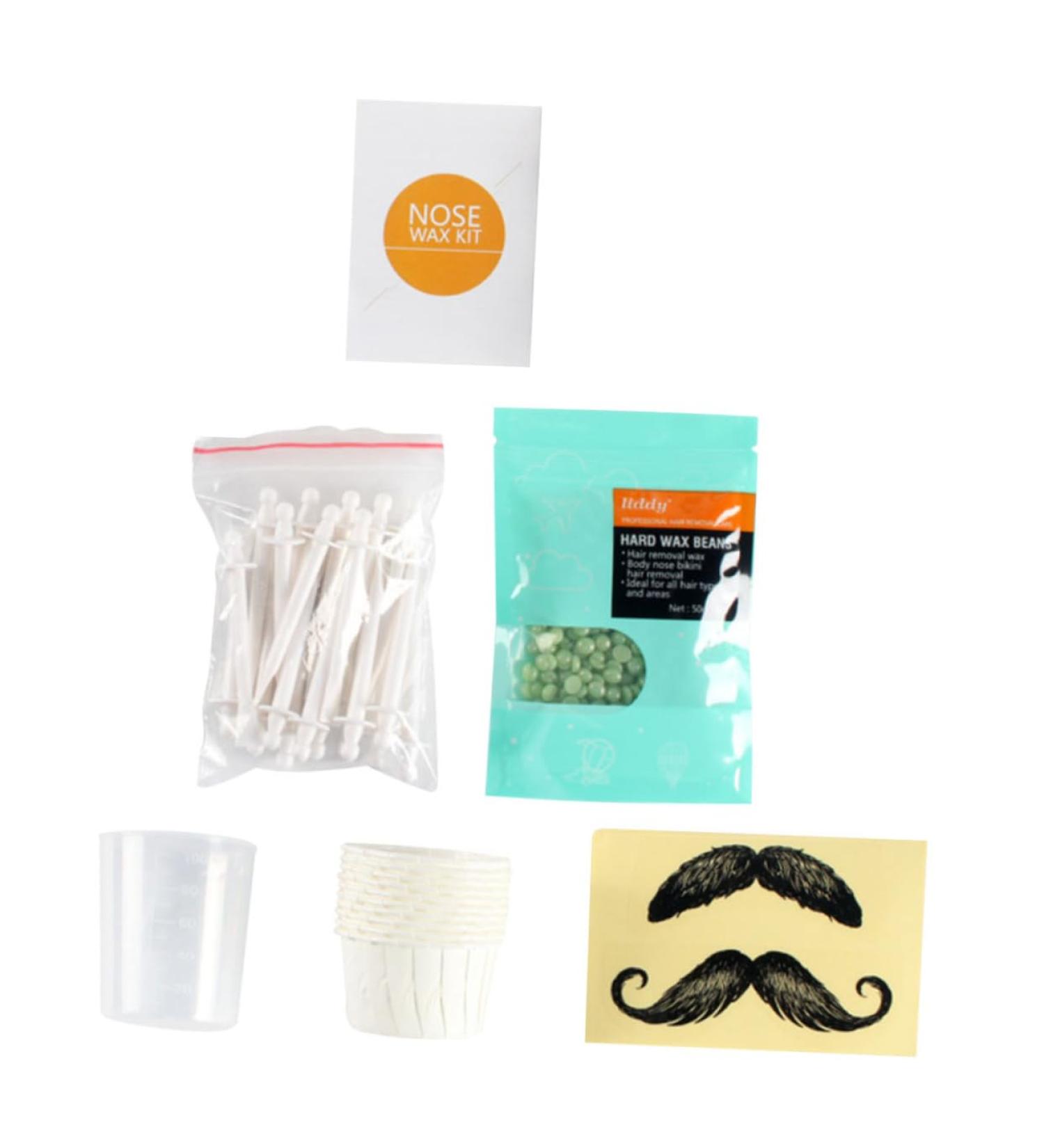Minkissy Nose Hair Removal Wax Set - Gentle Wax for Easy Nose Hair Removal - Complete Kit with Applicators & Wooden Pins - Buy Online on GoSupps.com