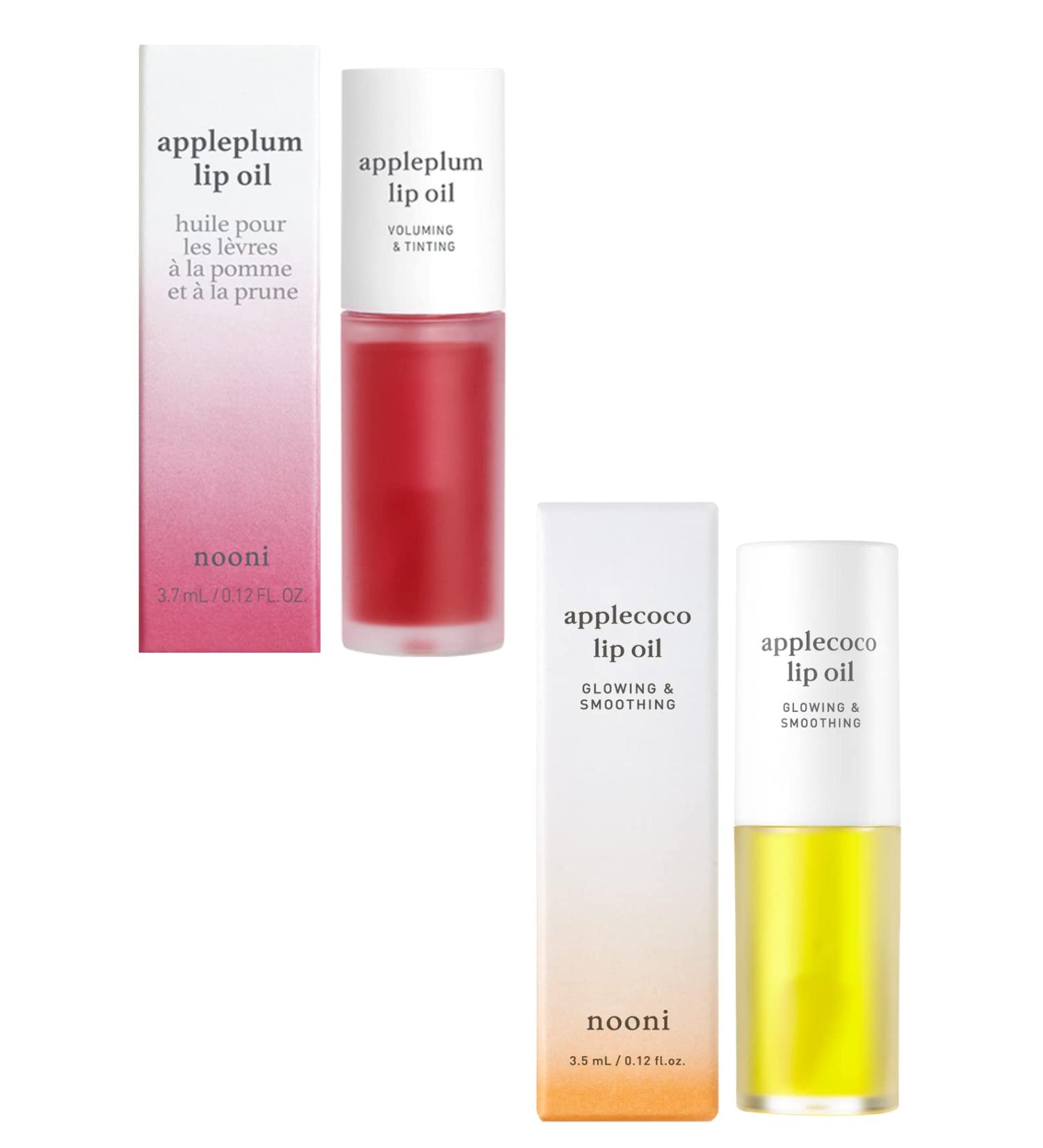 Nooni Korean Lip Oil Bundle - Appleplum & Applecoco 0.12 Fl Oz - Hydrating Lip Treatment Set - Buy Online on GoSupps.com