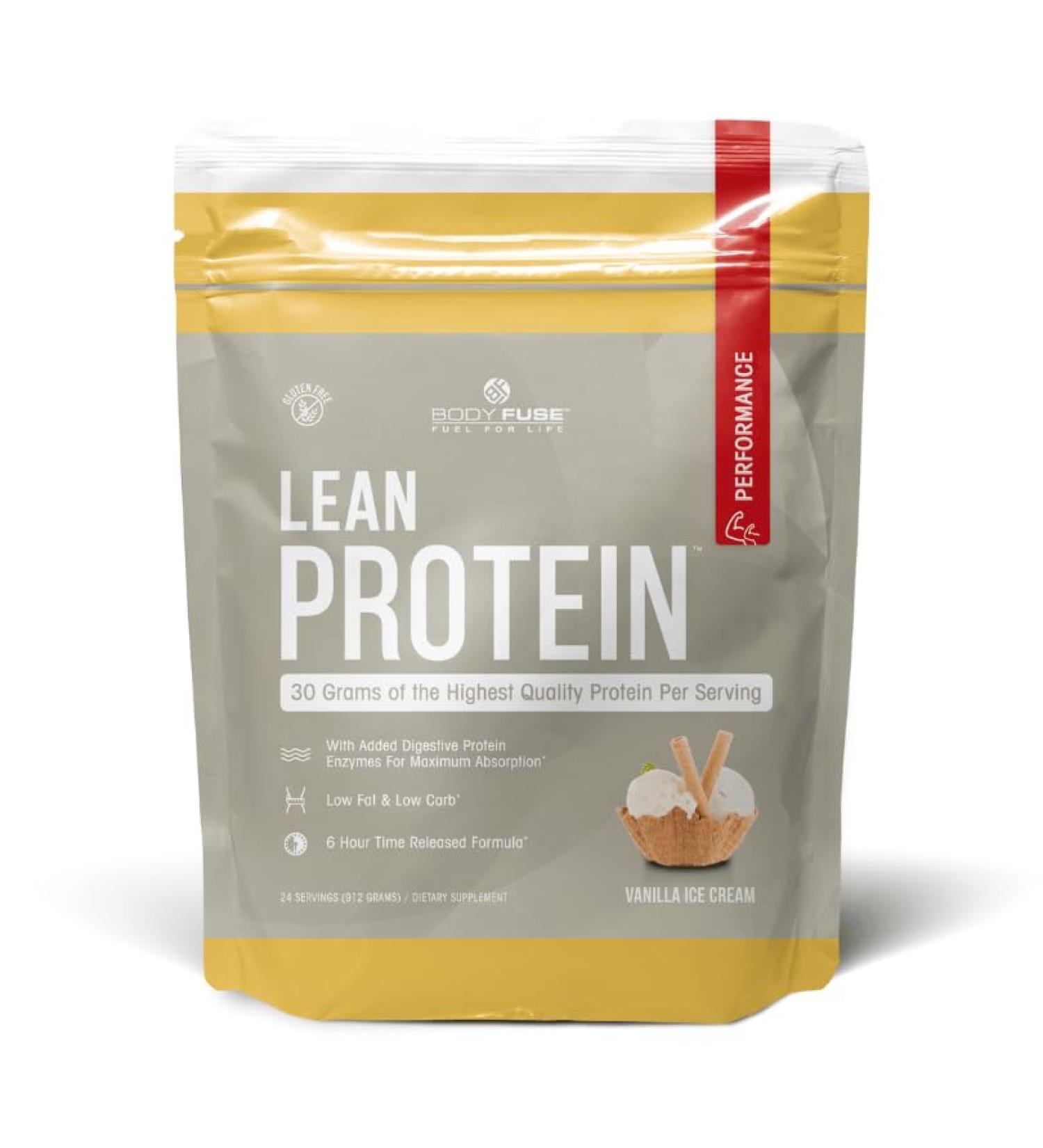 Lean Protein Vanilla 2 lb - Whey Protein with Digestive Enzymes | 30g Protein | Non-GMO & Gluten-Free | 24 Servings - International Shipping Available - Buy Online on GoSupps.com