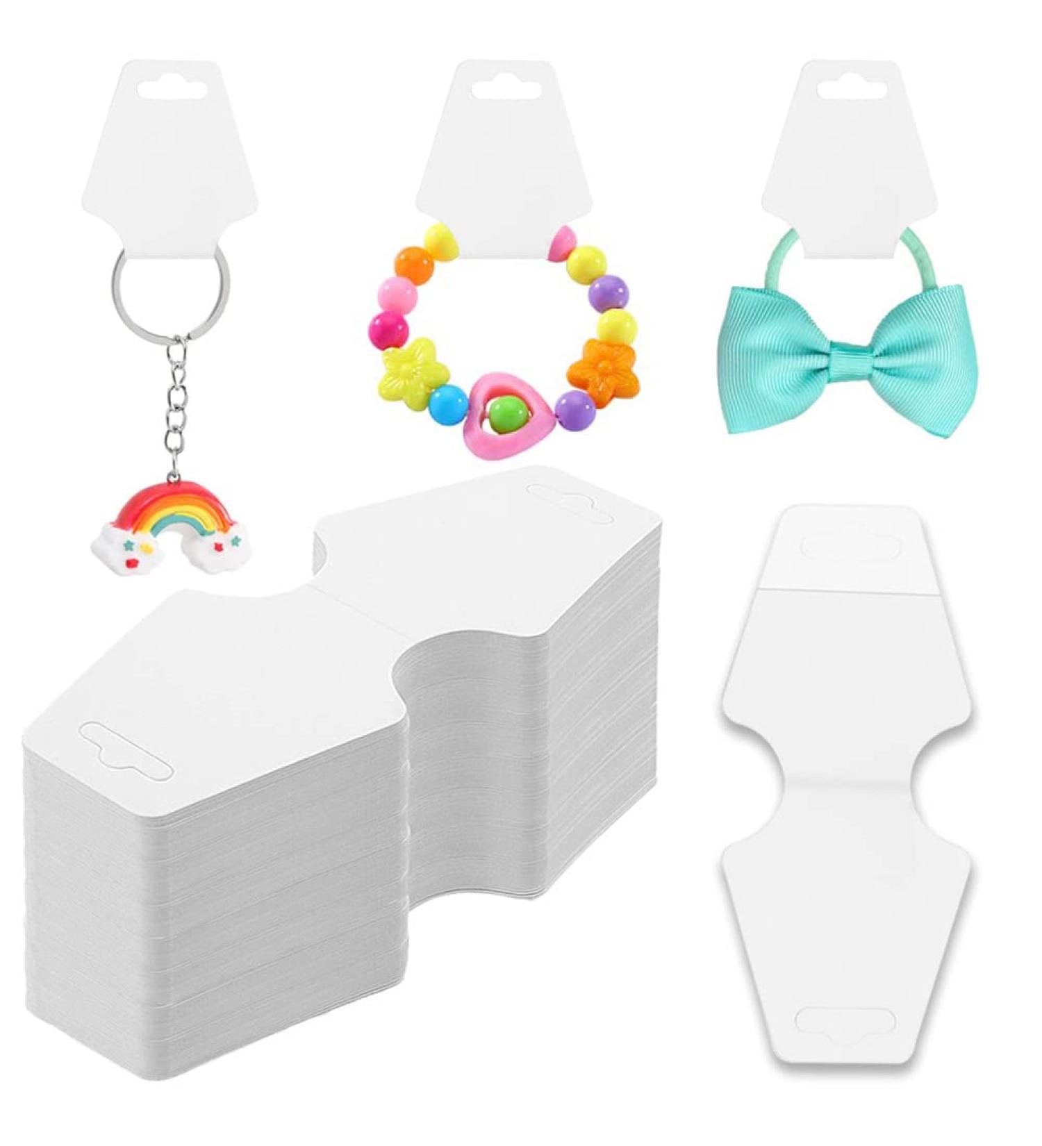 100PCS White Self-Adhesive Jewelry Packaging Cards for Small Business - Keychain, Bracelet, Necklace, Choker, Scrunchies, Hair Accessories Display - Free Shipping - Buy Online on GoSupps.com