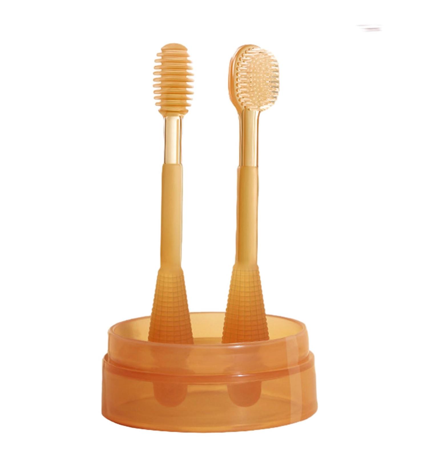 3 in 1 Soft Silicone Toothbrush Set for Infants & Children | Includes Massage Toothbrush & Tongue Cleaner - Buy Online on GoSupps.com