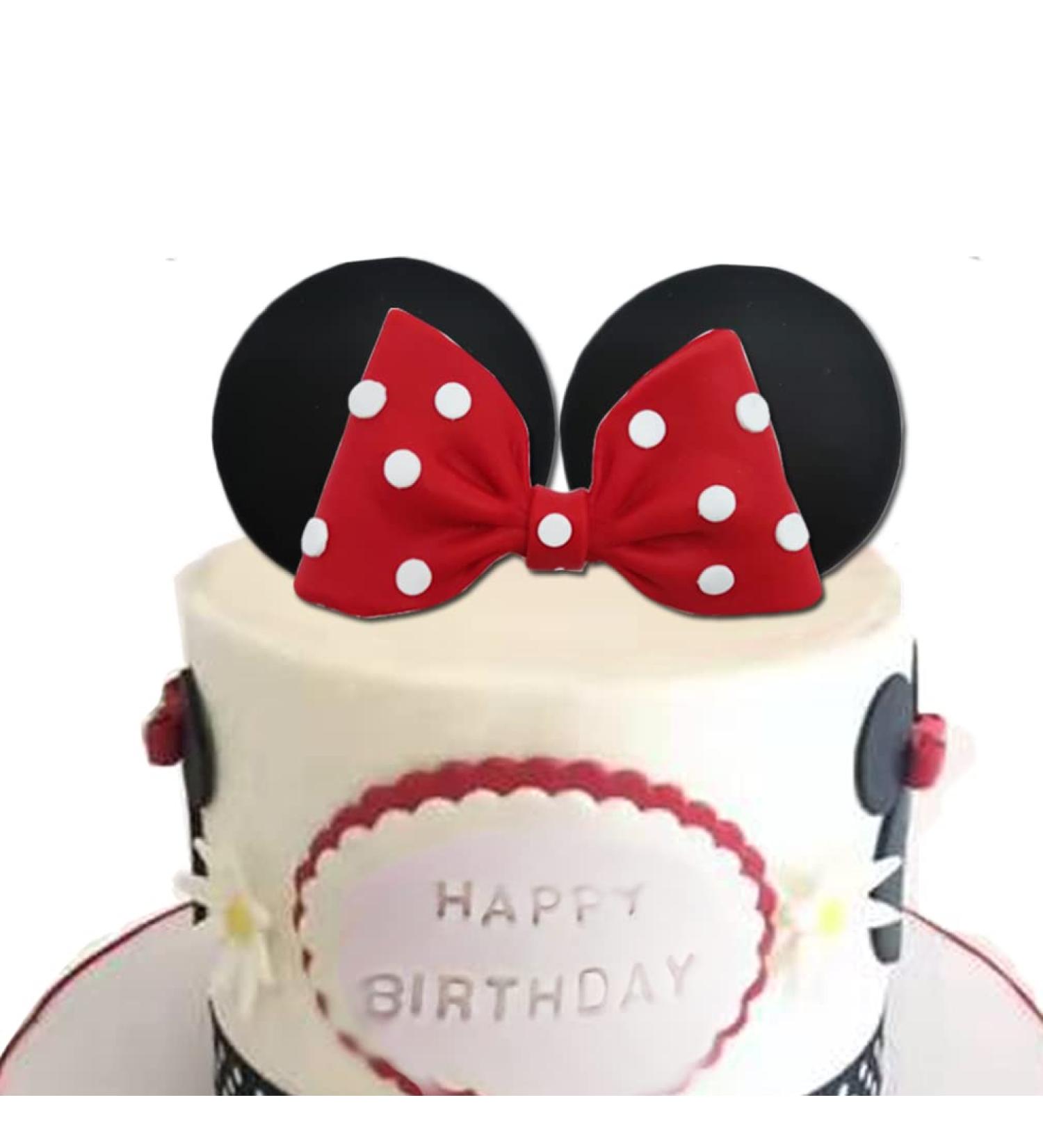 Minnie Mouse Cake Topper Bow and Ears - Red | Birthday Party Decoration - Buy Online on GoSupps.com