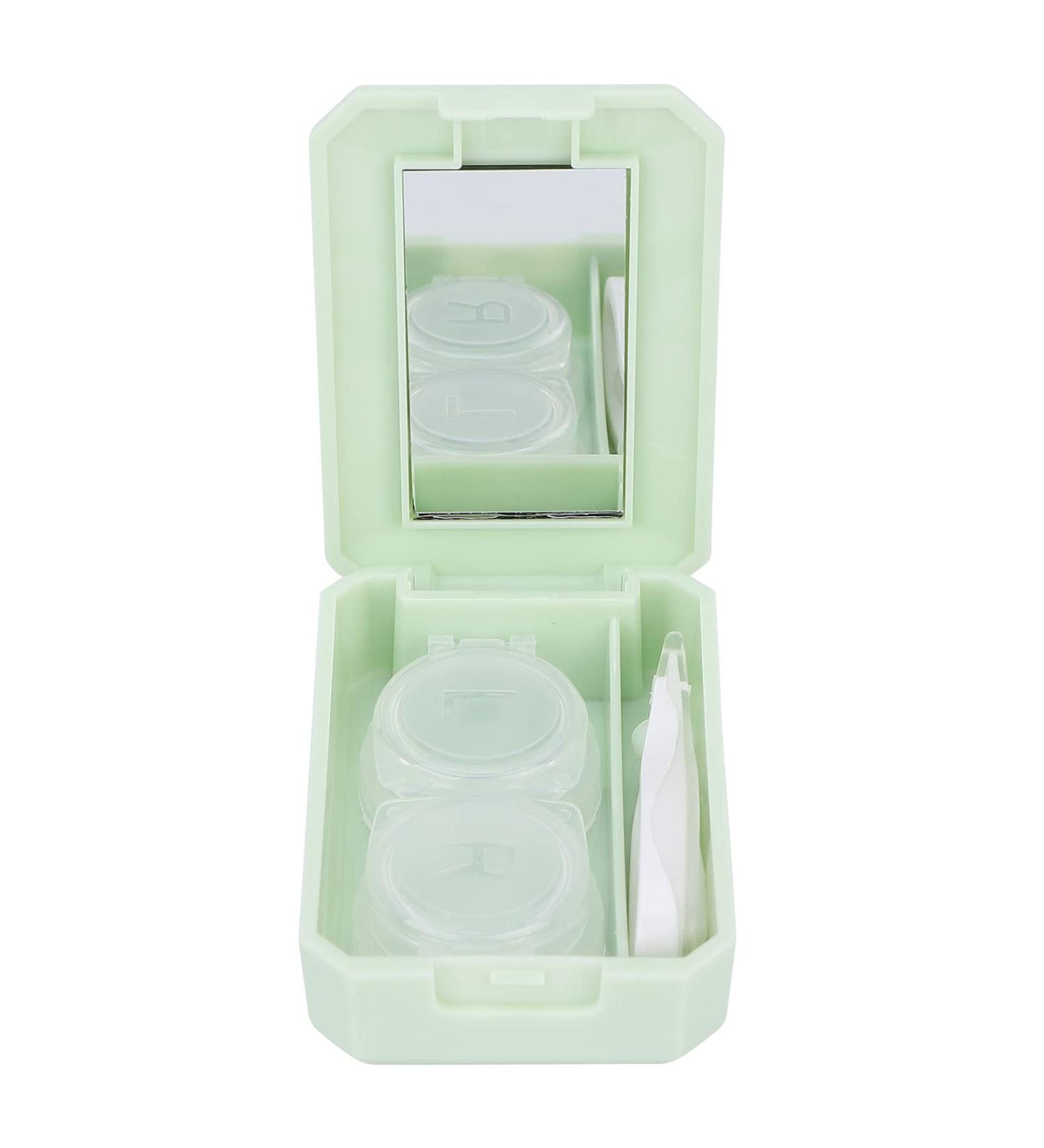 Fashionable Contact Lens Box & Storage Kit | Green Holder for Soft & Hard Lenses (Flower Design) - International Shipping Available - Buy Online on GoSupps.com