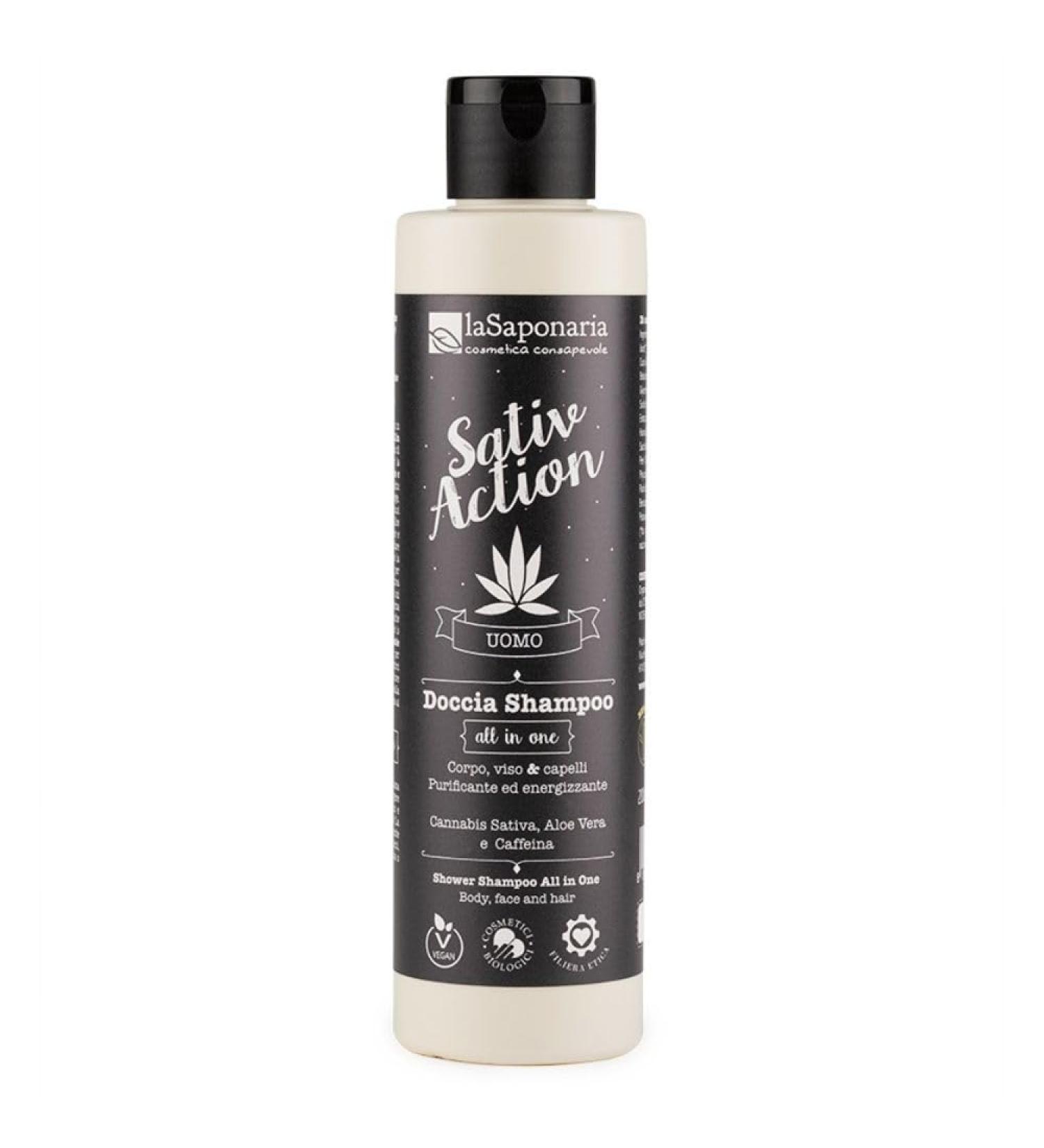 LA SAPONARIA SHOWER SHAMPOO MEN ALL IN ONE WITH CANNABIS SATIVA 200 ML