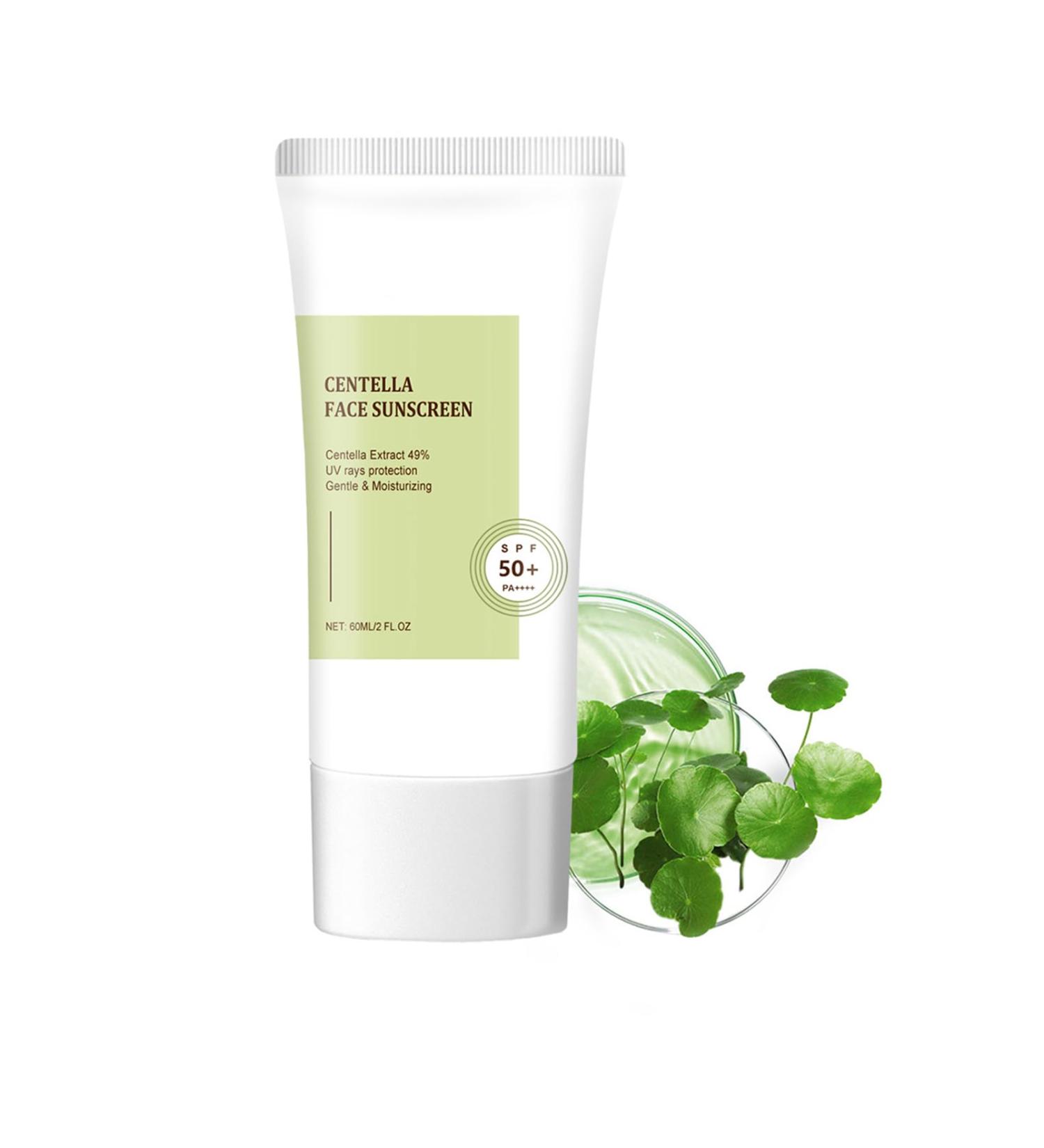 Centella Sunscreen SPF 50+ PA++++ Centella Calming Daily Facial Sun Lotion Korean Centella No White Cast Light-Weight Korean Sunscreen Skincare(60G) - Buy Online on GoSupps.com