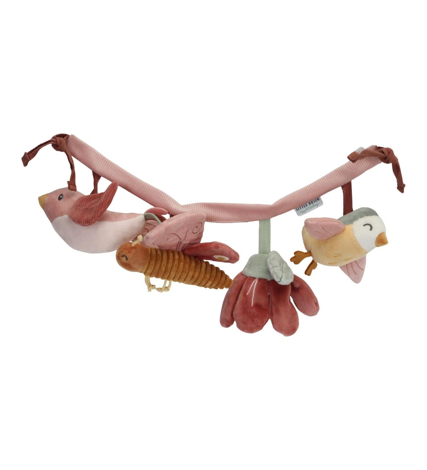 Little Dutch 8711 Fabric Stroller Chain Toy for Baby Car Seat - Flowers & Butterflies