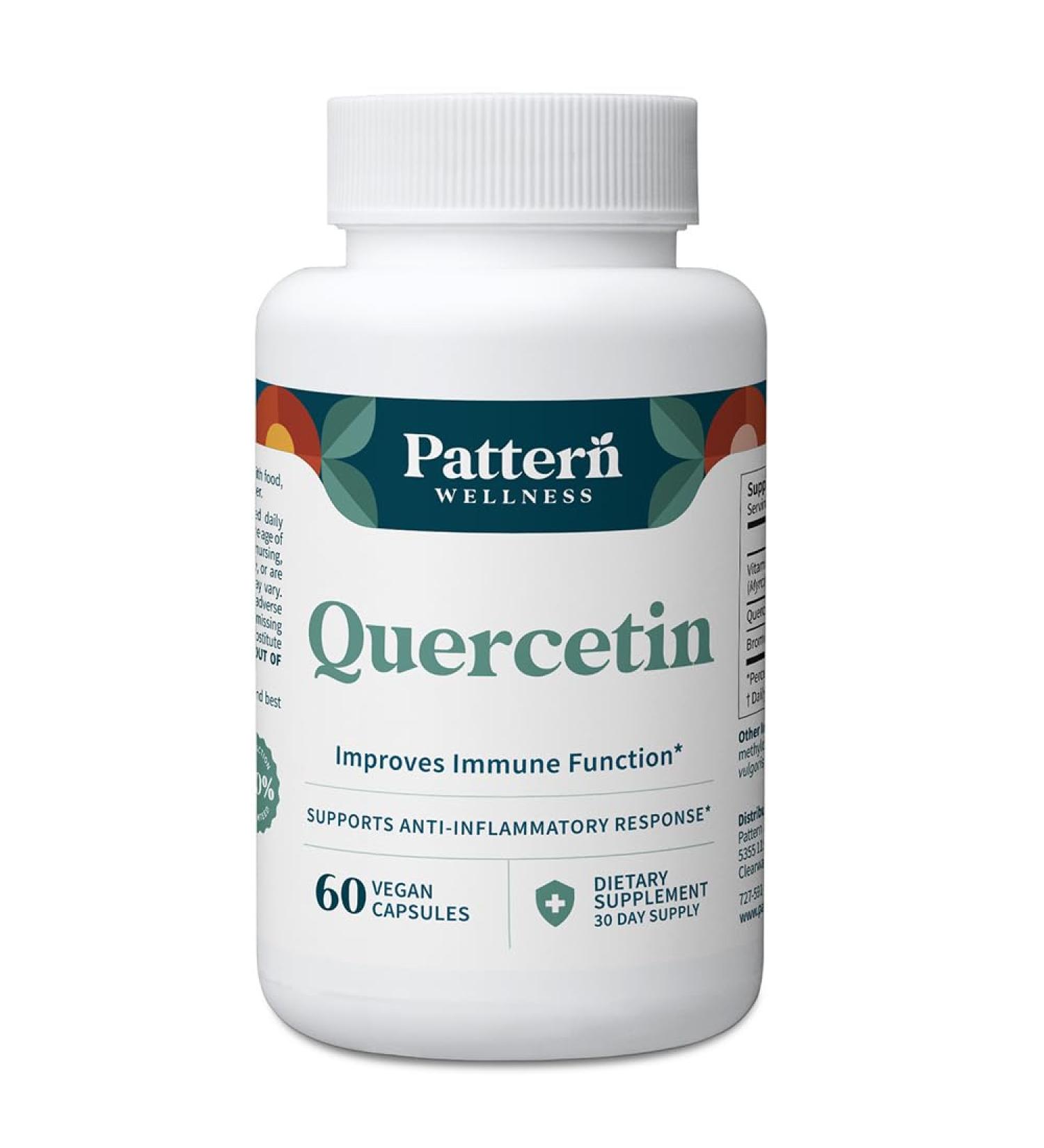 Pattern Wellness Quercetin Supplement with Bromelain - Immune Function & Cellular Health Support - Antioxidant & Whole Body Wellness - 60 Vegan Capsules 60 Count (Pack of 1) - Buy Online on GoSupps.com