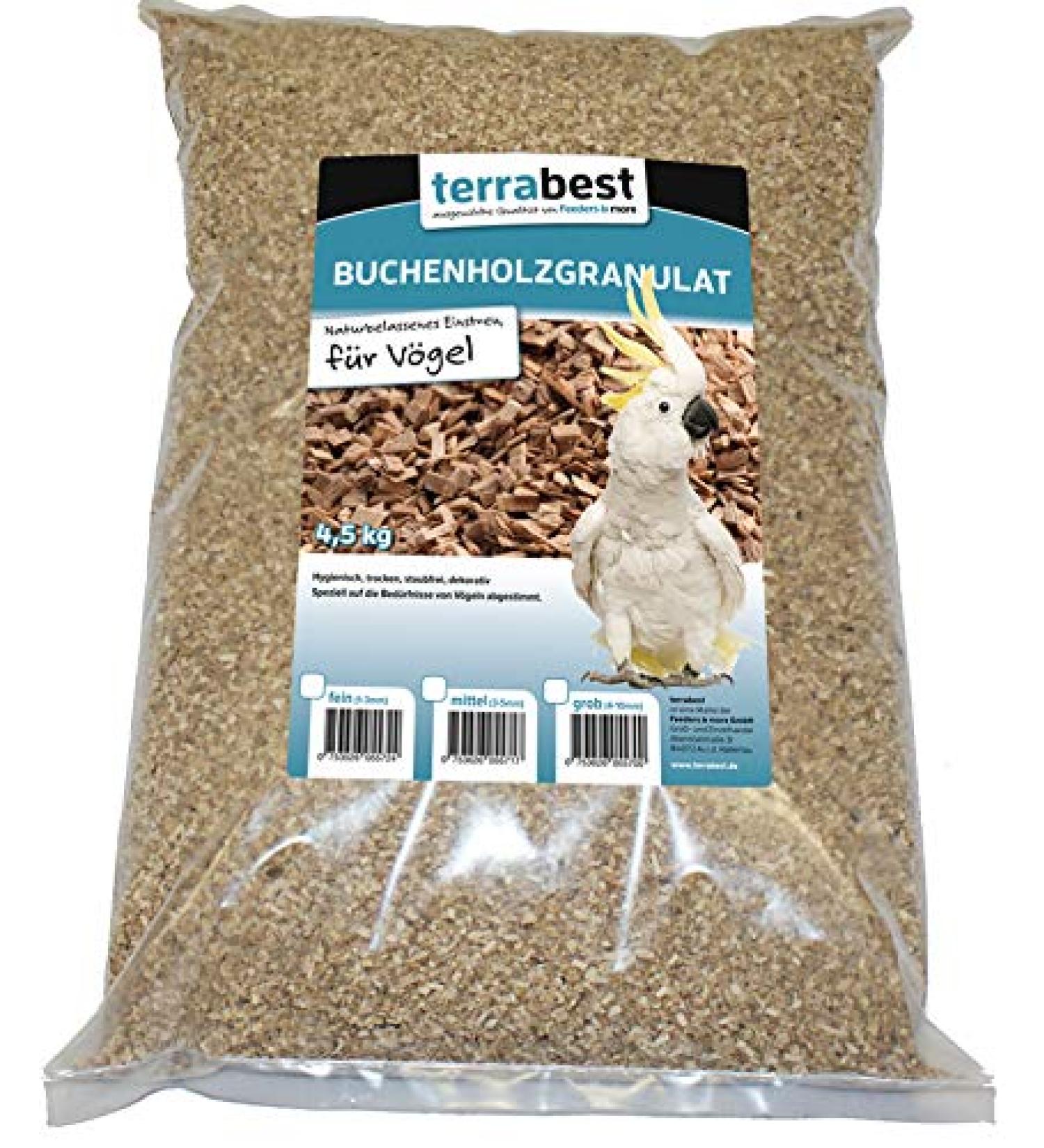 Terrabest beech wood granulate bedding for birds 4.5KG coarse medium fine (fine (1-3mm))