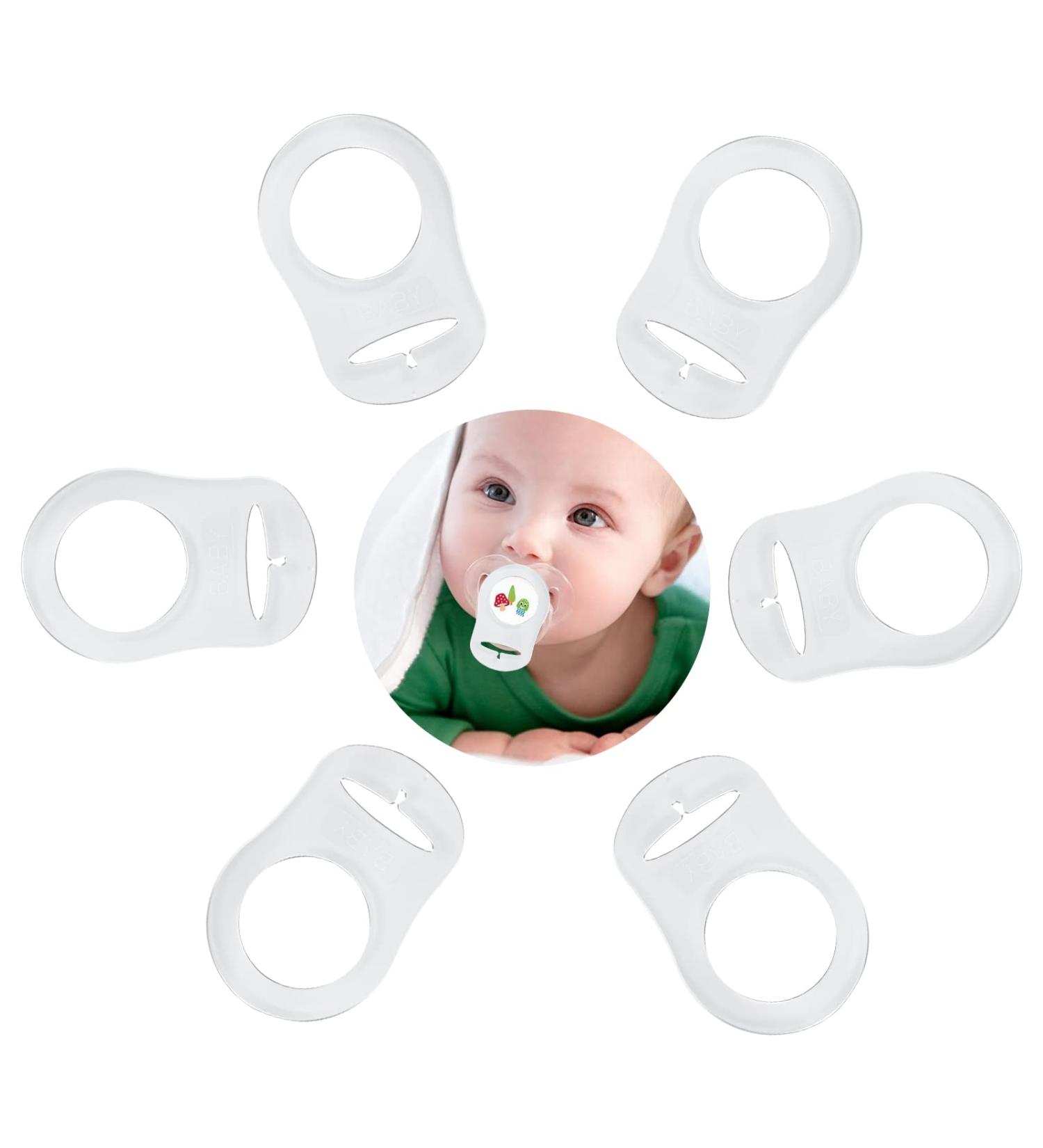 Buy Transparent Silicone Pacifier Ring & Adapter | Soft Silicone Dummy Clips & Chains for Babies - Buy Online on GoSupps.com