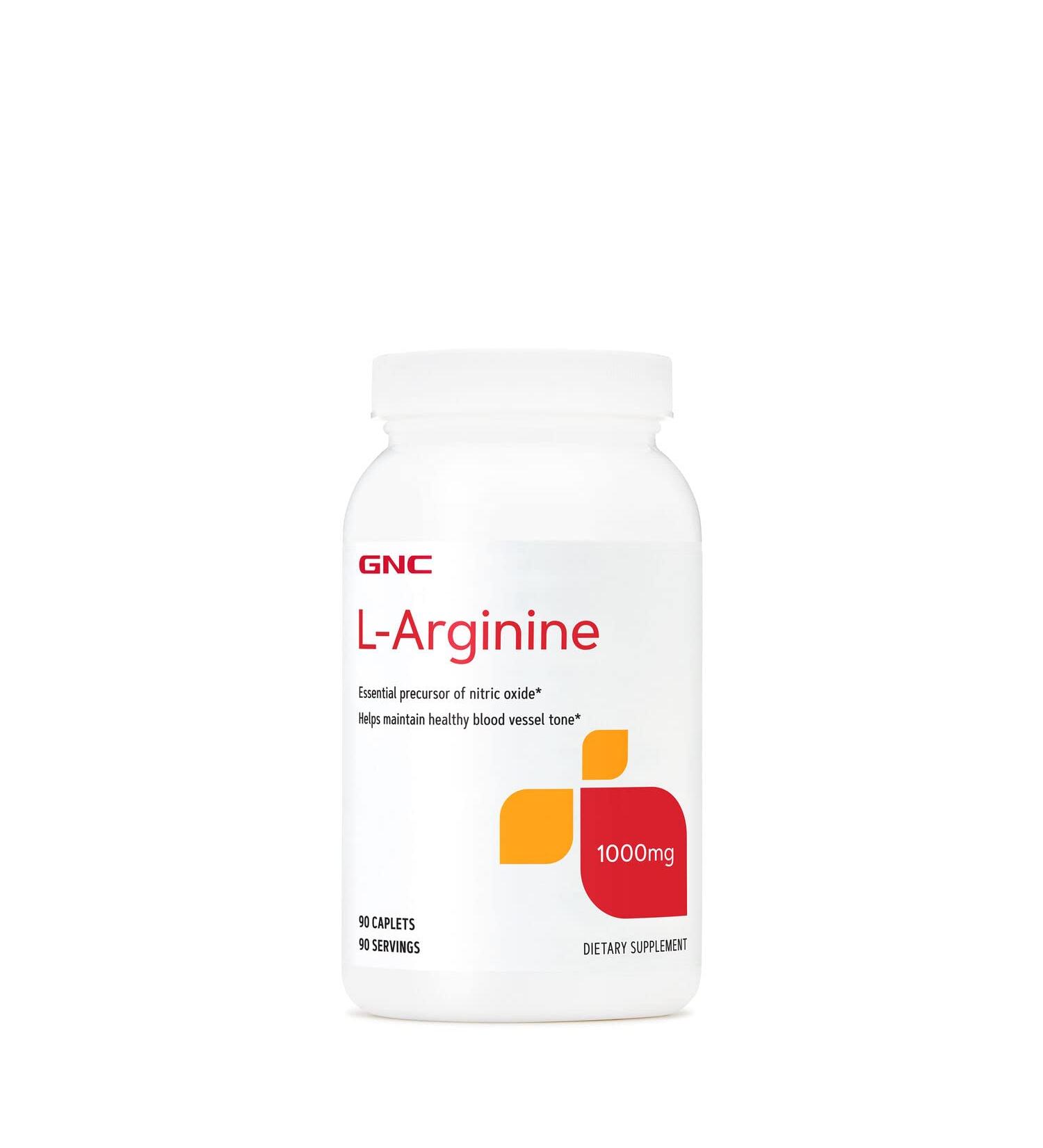 GNC L-Arginine 1000mg - 90 Caplets for Enhanced Nitric Oxide Production | Boost Performance & Recovery - International Shipping Available - Buy Online on GoSupps.com