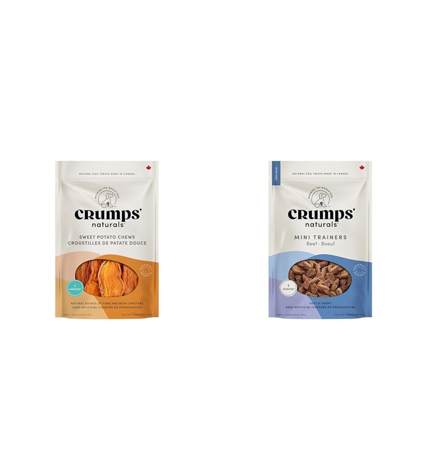 Crumps' Naturals Sweet Potato Chews 11.6oz / 330g Brown (SP-330) & Mt Mini Trainers Beef (Semi-Moist) (1 Pack) 300g/10.6oz - Buy Online on GoSupps.com