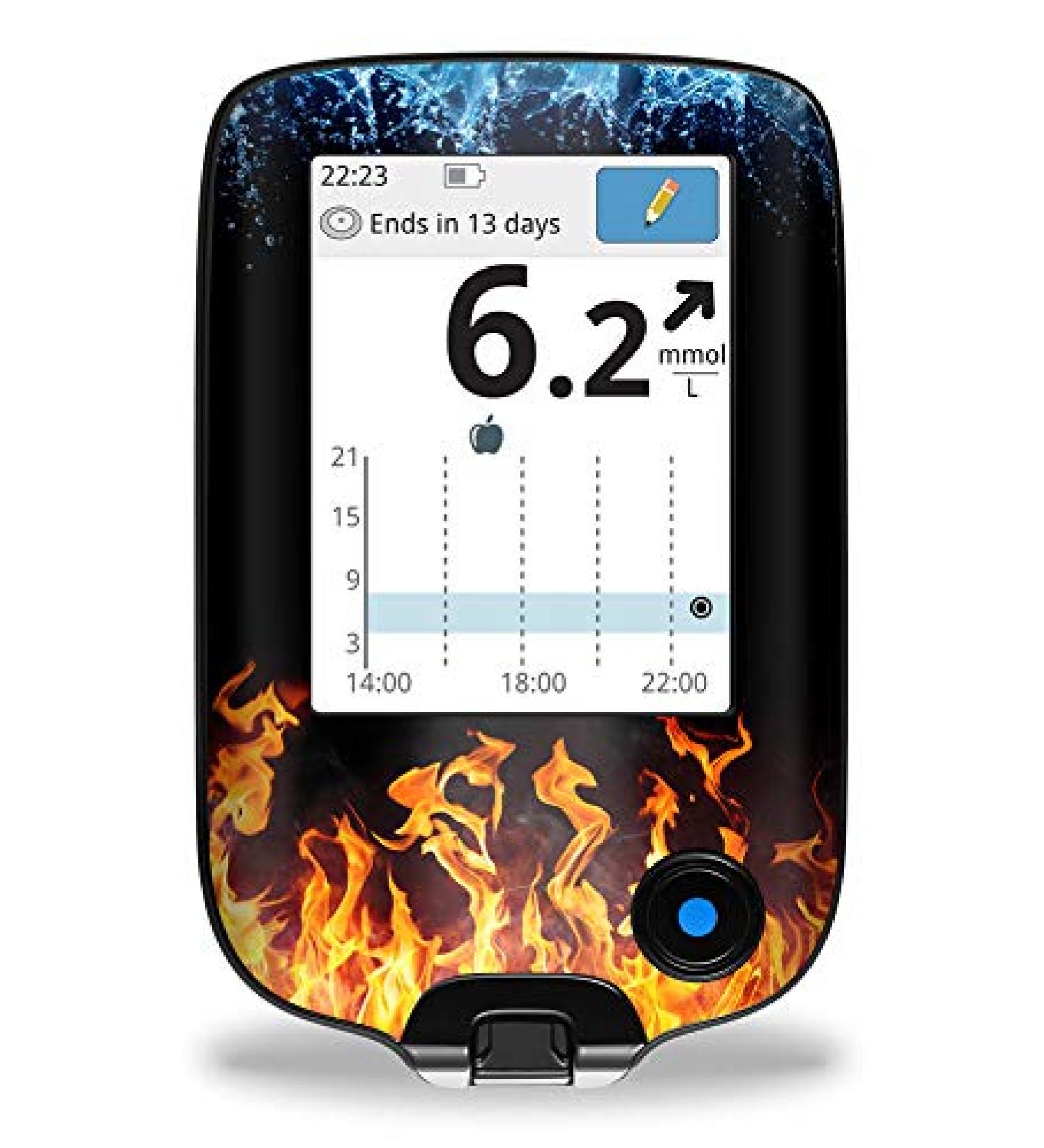Sticker for FreeStyle Libre 2 & 3 reader water and flames