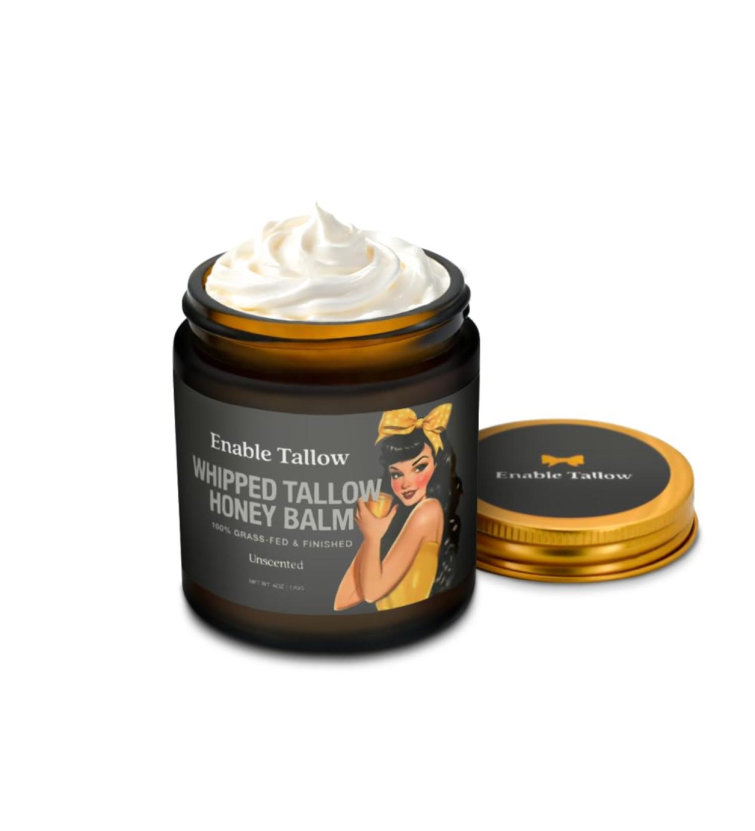 Enable Tallow Face & Body Cream Whipped Beef Tallow & Manuka Honey Balm for Dry Skin Eczema & Sensitive Skin Natural Moisturizer Unscented Fragrance-Free 4oz - Buy Online on GoSupps.com