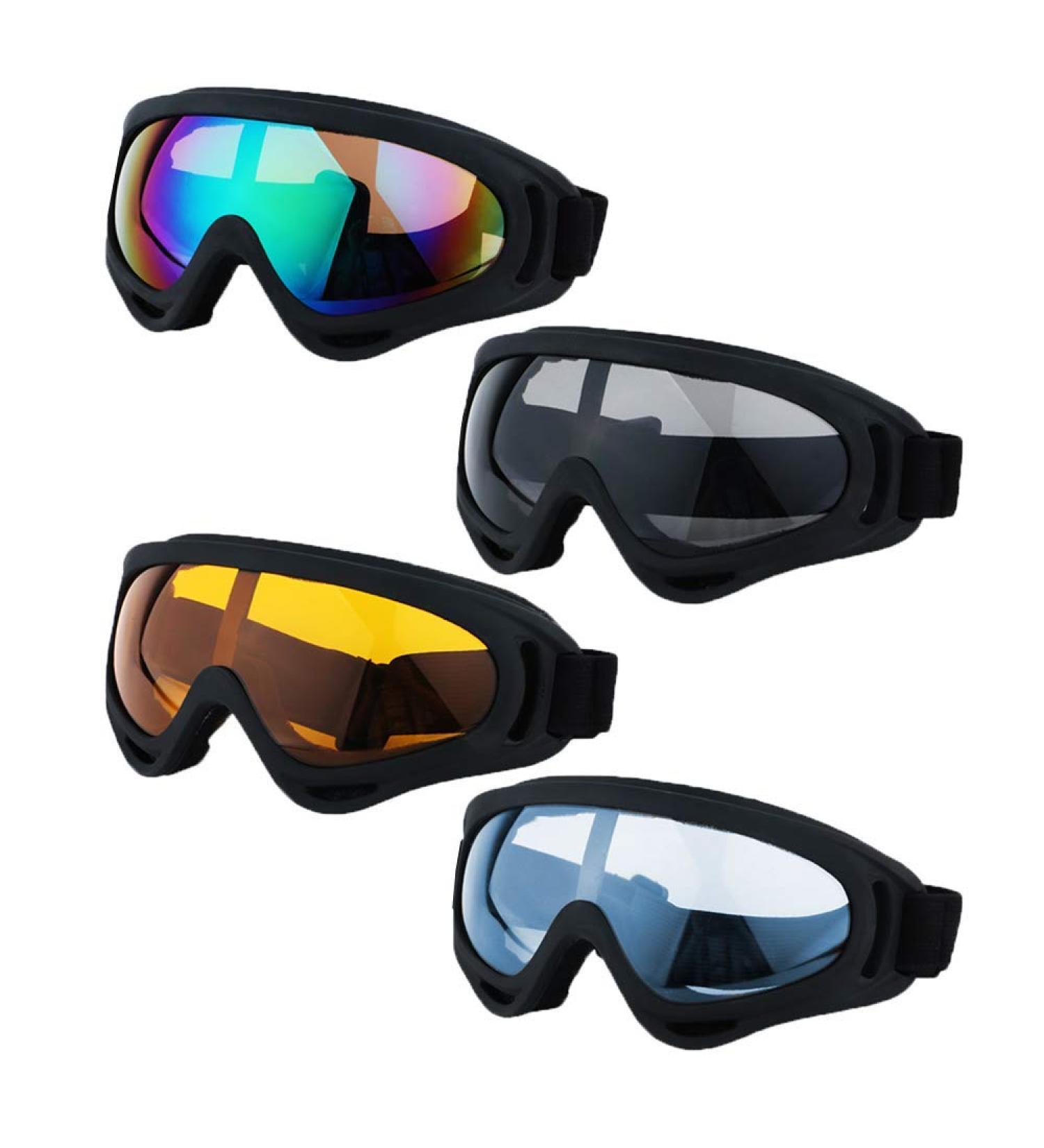 LJDJ Ski Goggles 4-Pack - Snowboard Motorcycle Tactical Glasses, Colorful+Gray+Orange+Blue Lens/Black Frame - Buy Online on GoSupps.com