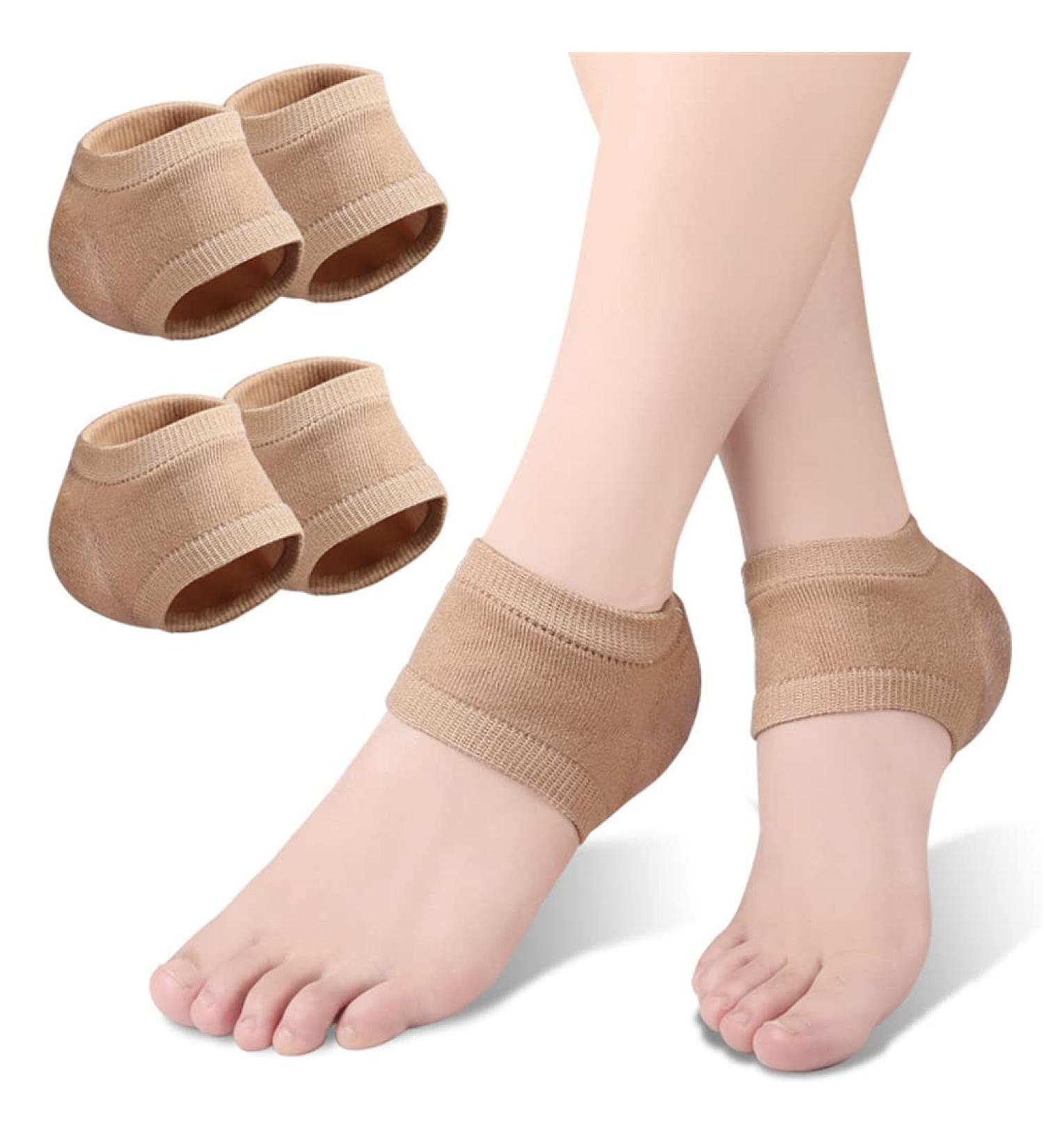 Moisturizing Gel Heel Socks - 2 Pairs Toeless Spa Socks for Cracked Heel Treatment & Dry Feet Care for Men & Women - Buy Online on GoSupps.com