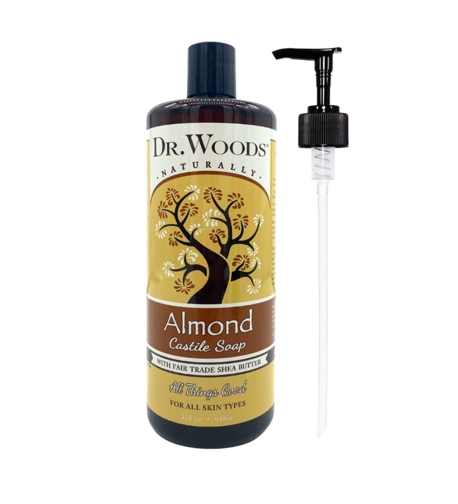 Dr. Woods Almond Castile Soap with Organic Shea Butter - 32 oz Pump Bottle - Buy Online on GoSupps.com