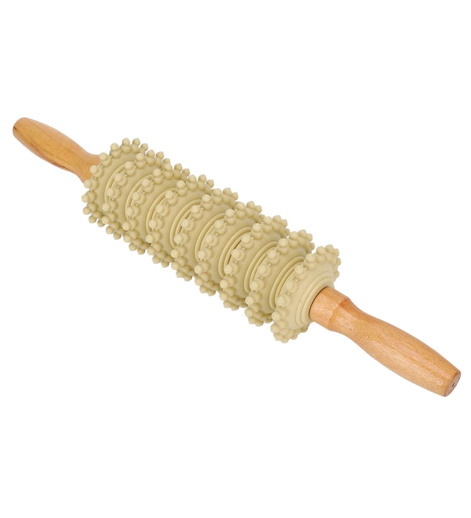 Stable Wooden Roller for Lymphatic Drainage & Sore Fascia Massage | Cellulite & Trigger Point Relief - International Shipping - Buy Online on GoSupps.com