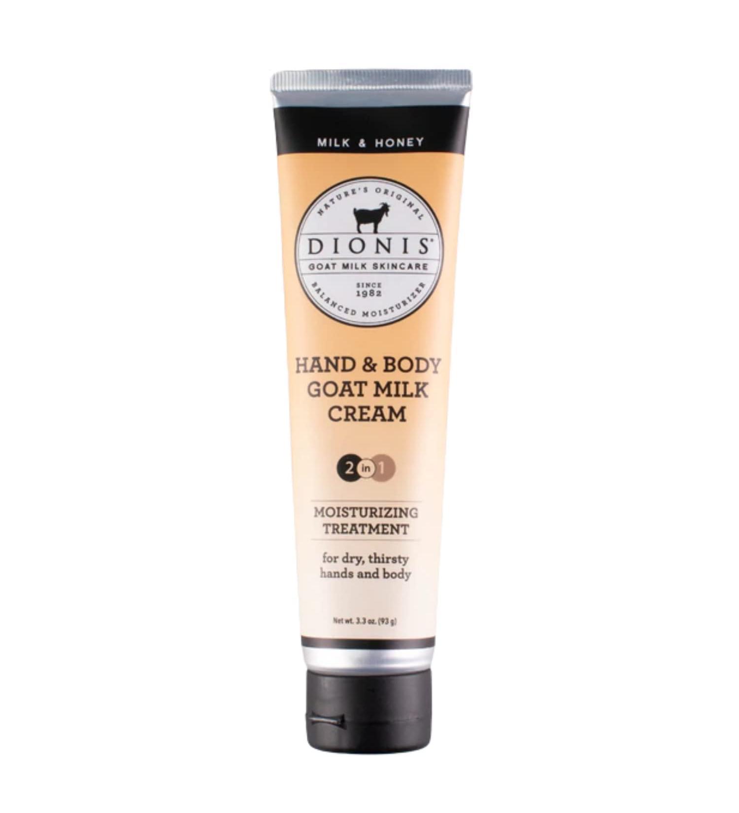 Dionis Goat Milk Skincare 3.3 oz Milk & Honey Hand & Body Cream - Hydrating Travel Size Lotion for Dry Skin - Made in USA, Cruelty & Paraben Free - Buy Online on GoSupps.com