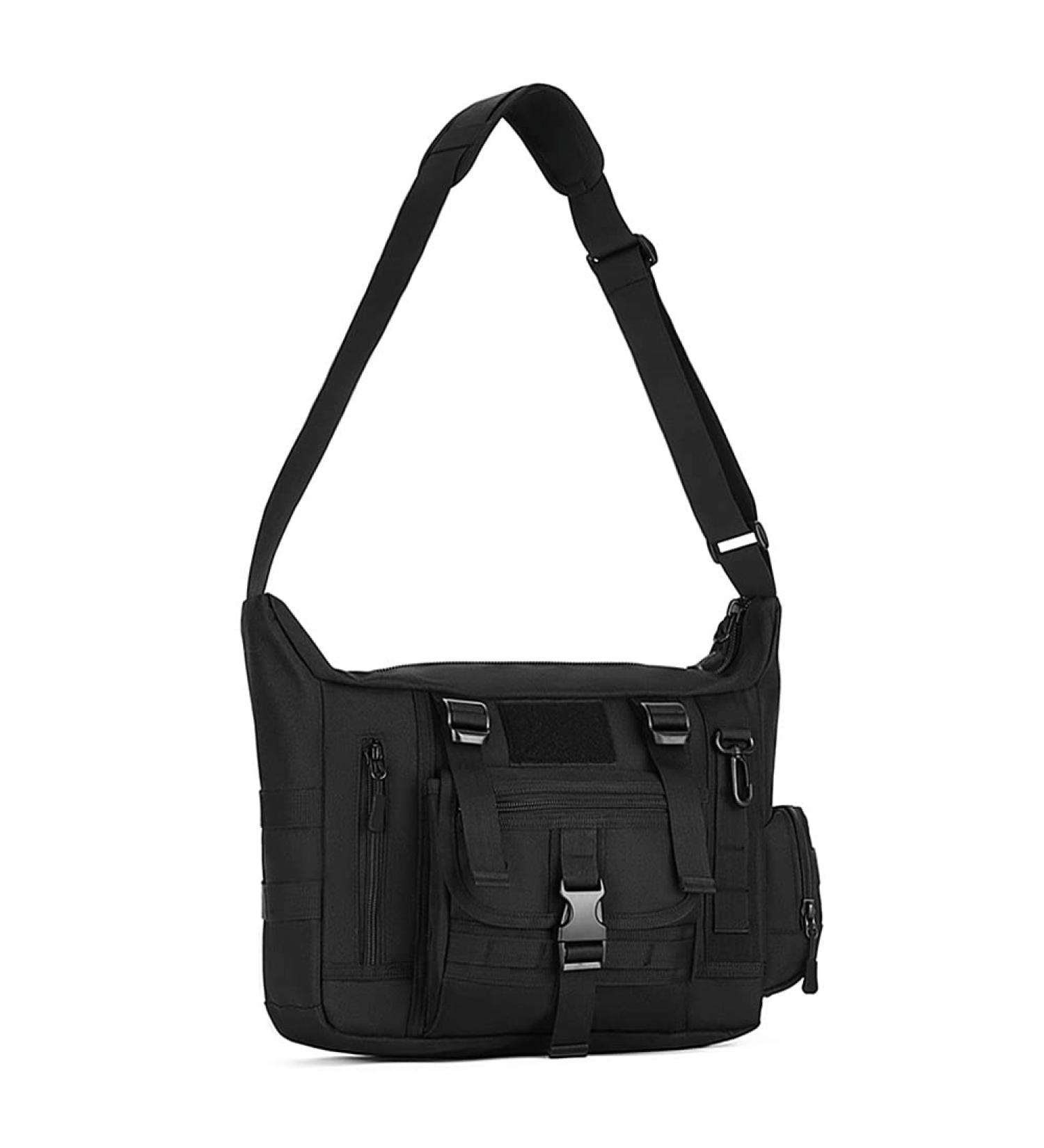 HUNDVP Tactical Shoulder Bag - Military Crossbody & Messenger Bag | Water-Repellent Adjustable Strap Outdoor Black - Buy Online on GoSupps.com
