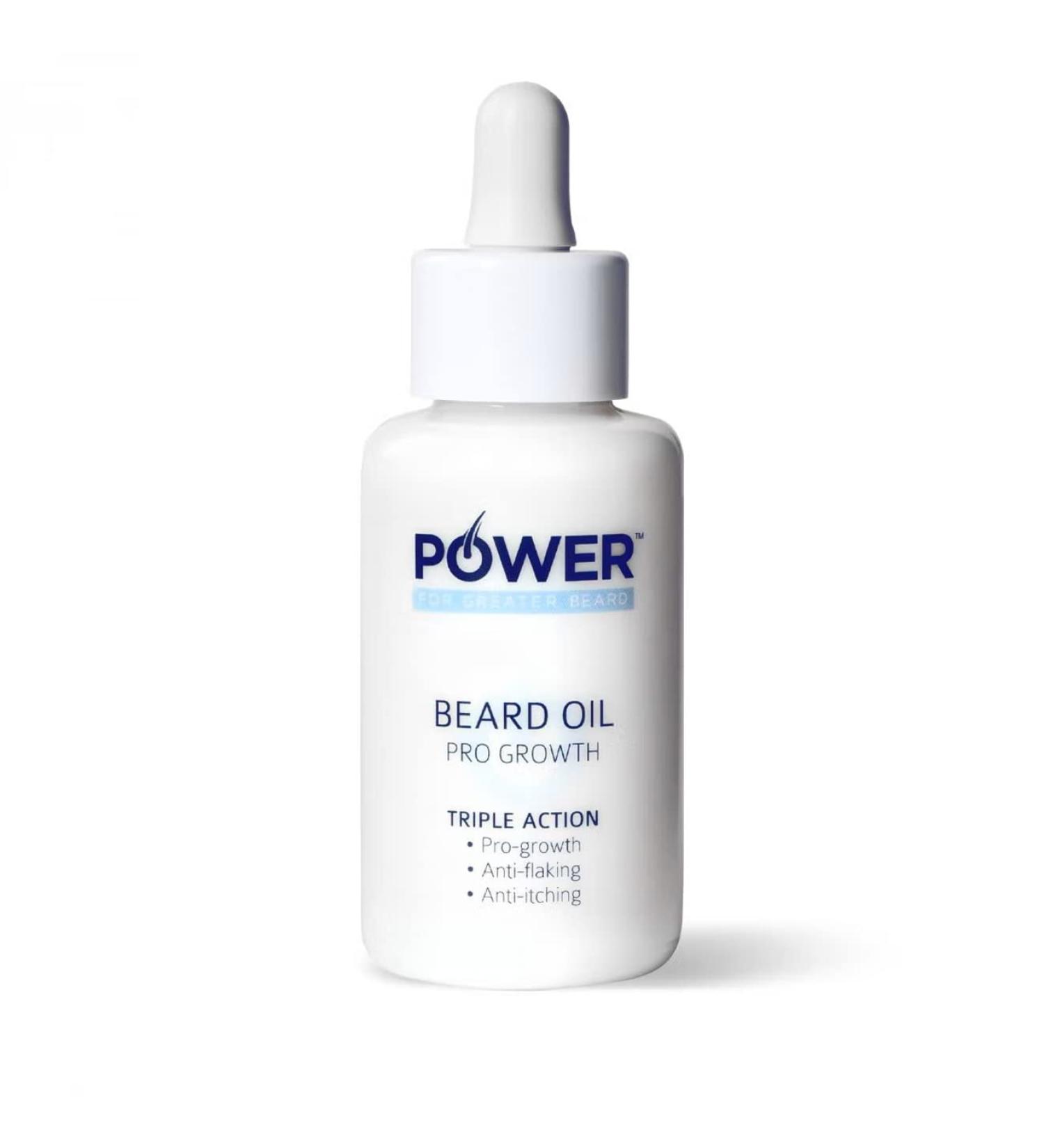 Power Triple Action 3-in-1 Beard Oil | Natural Growth & Itch Relief | Cooling Mint Scent | 50ml - Buy Online on GoSupps.com