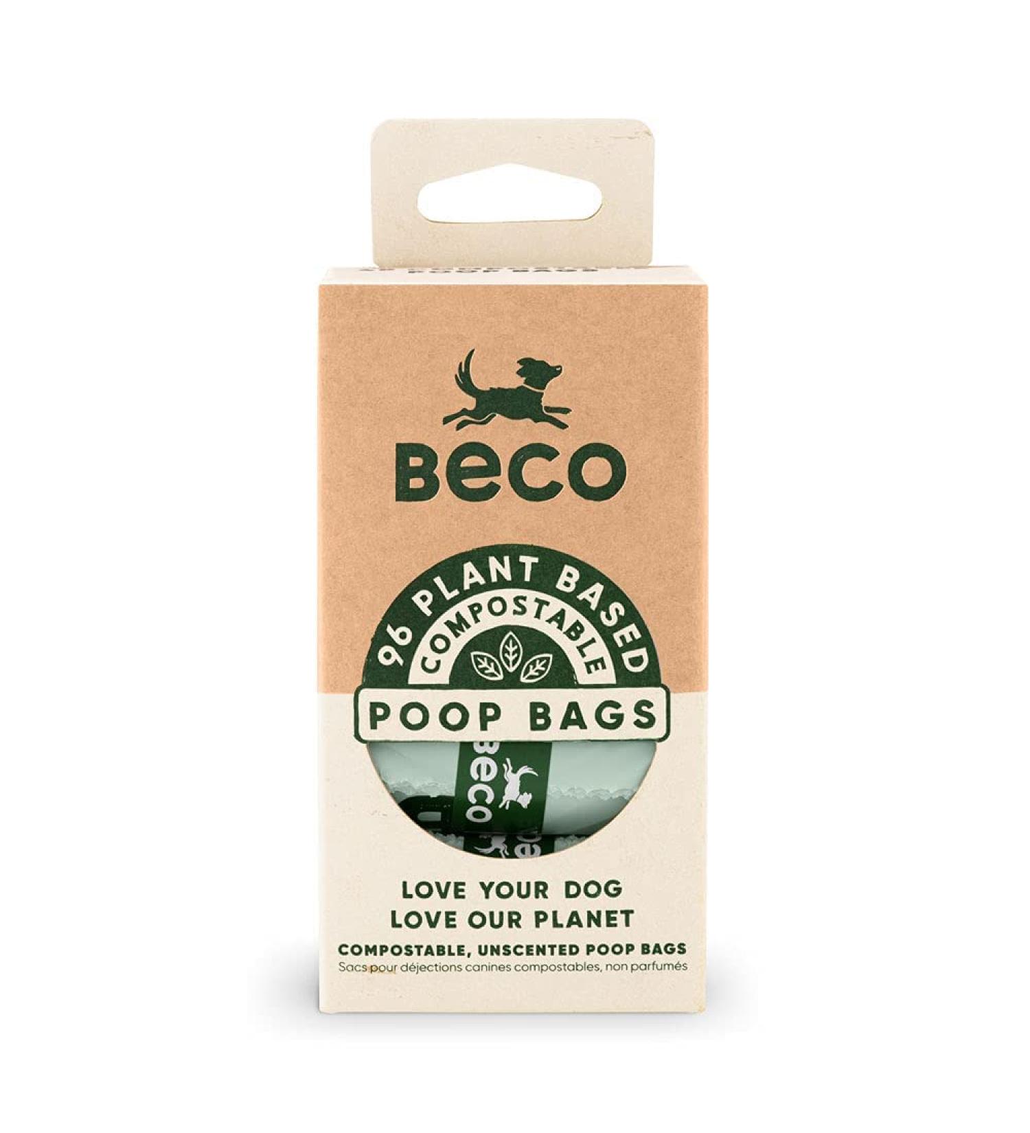 Beco Home Compostable Poop Bags | 96 Bags 8 Rolls Of 12 | Unscented | Dispenser Compatible Dog Poo Bags Beige / Cream Refill Rolls 12 count (Pack of 8) - Buy Online on GoSupps.com