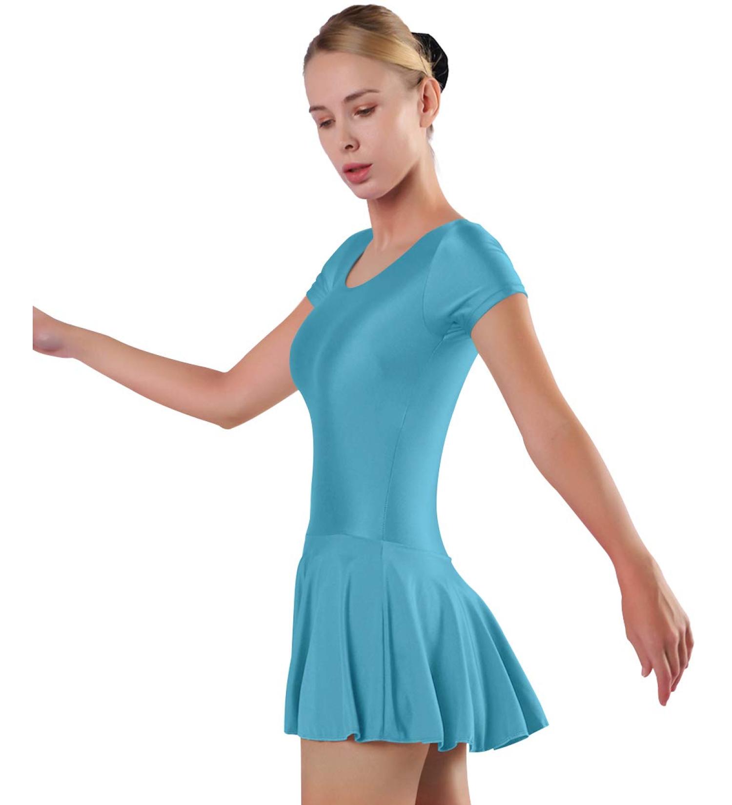 Speerise Women's Short Sleeve Skirted Leotard with Built-in Panty - XX-Large Turquoise | Ballet Dance Unitard - Buy Online on GoSupps.com