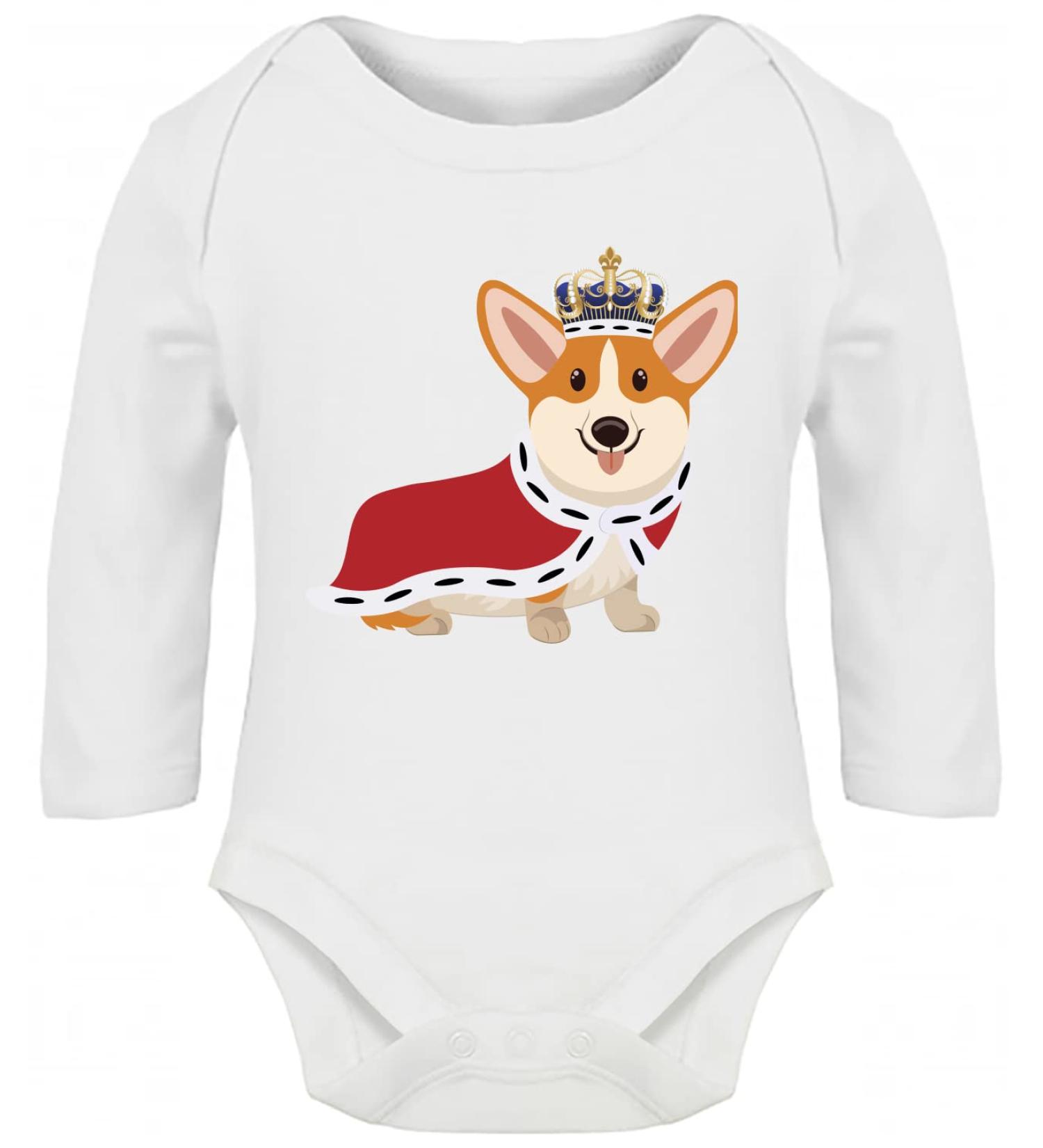 Hippowarehouse Queen's Jubilee Corgi Dog baby vest bodysuit (long sleeve) boys girls