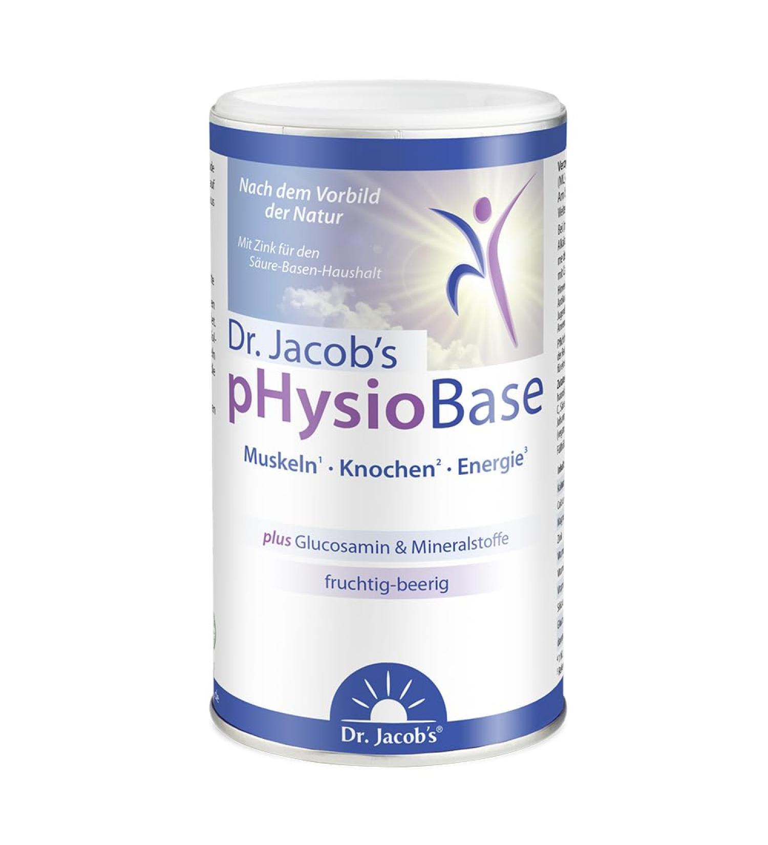 Dr. Jacobs Physiobase 300g | Vegan Berry Power & Glucosamine for Muscles Bones & Immune Support - Citric & Lactic Formula - Buy Online on GoSupps.com