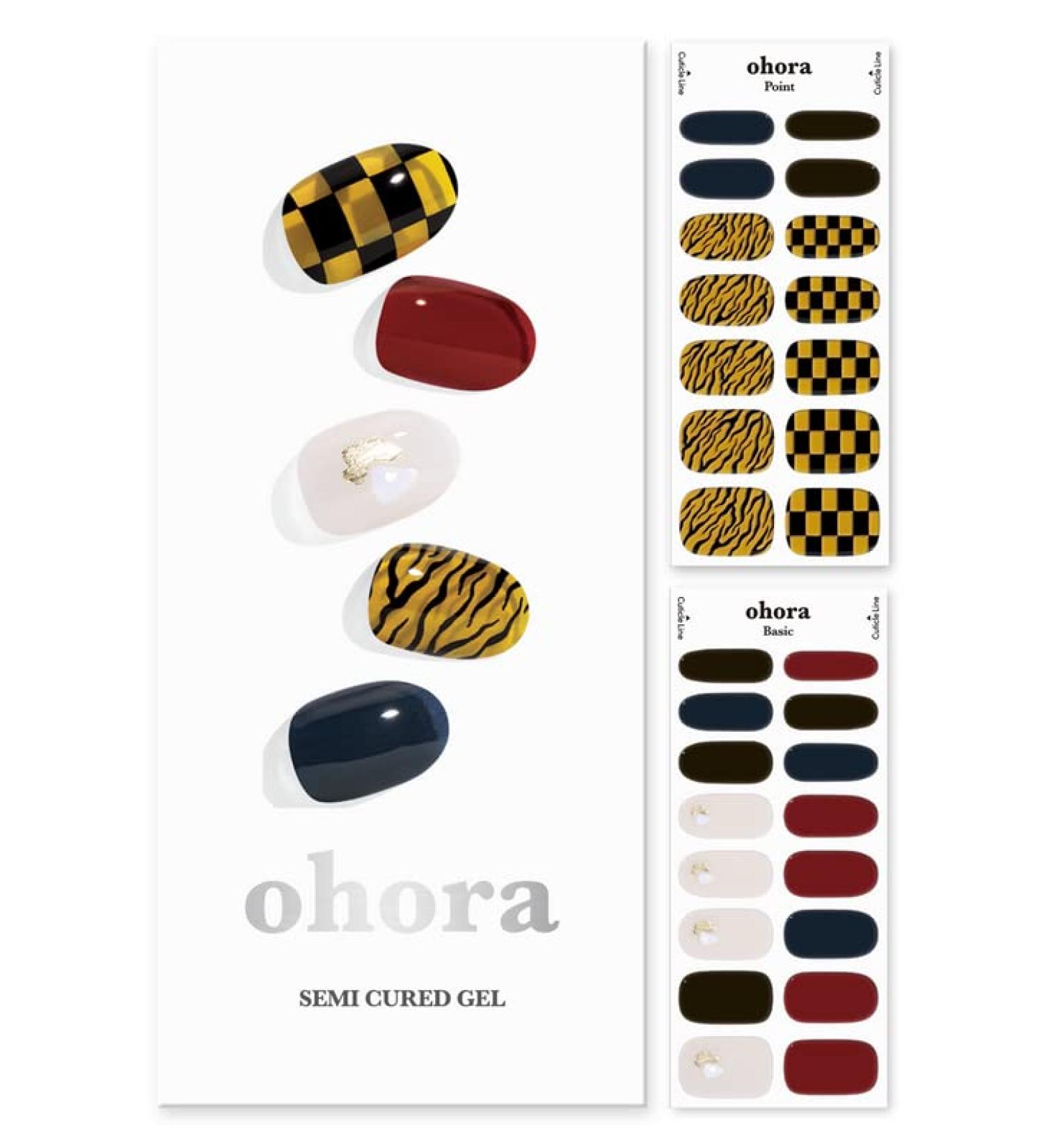 ohora Semi Cured Gel Nail Strips (N Hip Tiger) - Salon-Quality, Long Lasting, Easy to Apply & Remove - Includes Prep Pads, Nail File & Wooden Stick - Buy Online on GoSupps.com