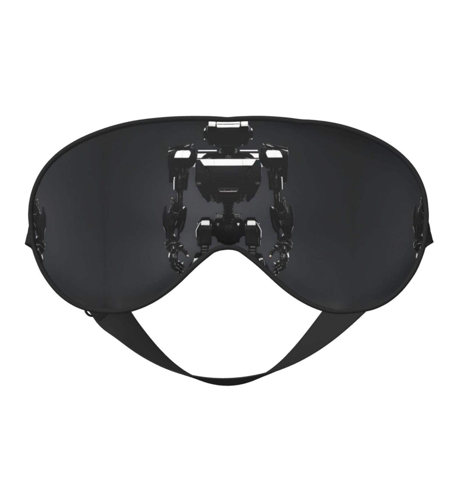 SSIMOO Black Robot Print Eye Mask - Ultra-Soft Light-Blocking for Optimal Comfort & Restful Sleep - International Shipping Available - Buy Online on GoSupps.com