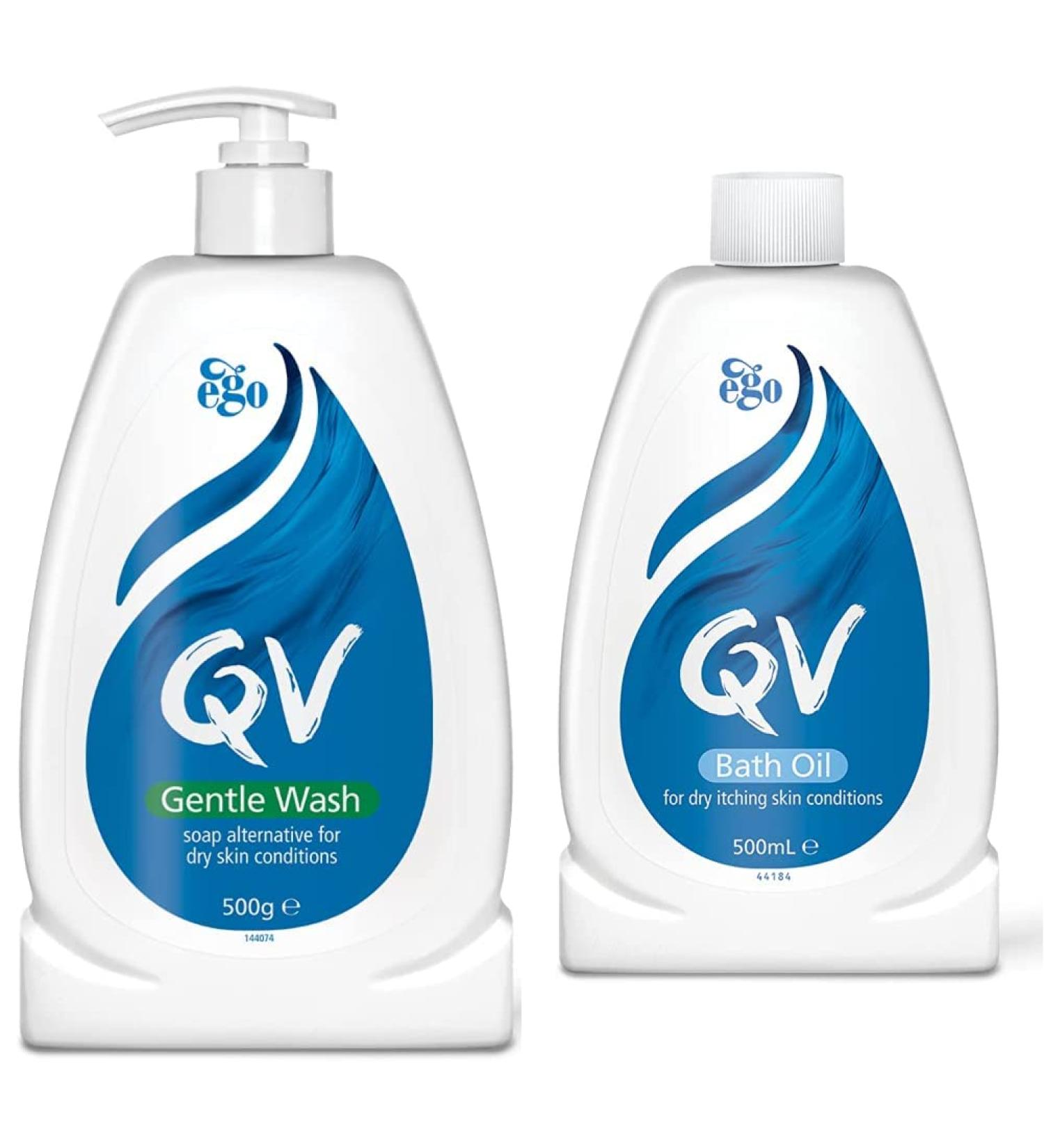 QV Gentle Wash 500g Soap-Free Moisturising Low Irritant PH Balanced Body Wash for Eczema and Dry Skin Conditions & Bath Oil PH Balanced Low Irritant Formulation 500 ml 500 ml (Pack of 1) Pump Bottle + Low Irritant Formulation - Buy Online on GoSupps.com