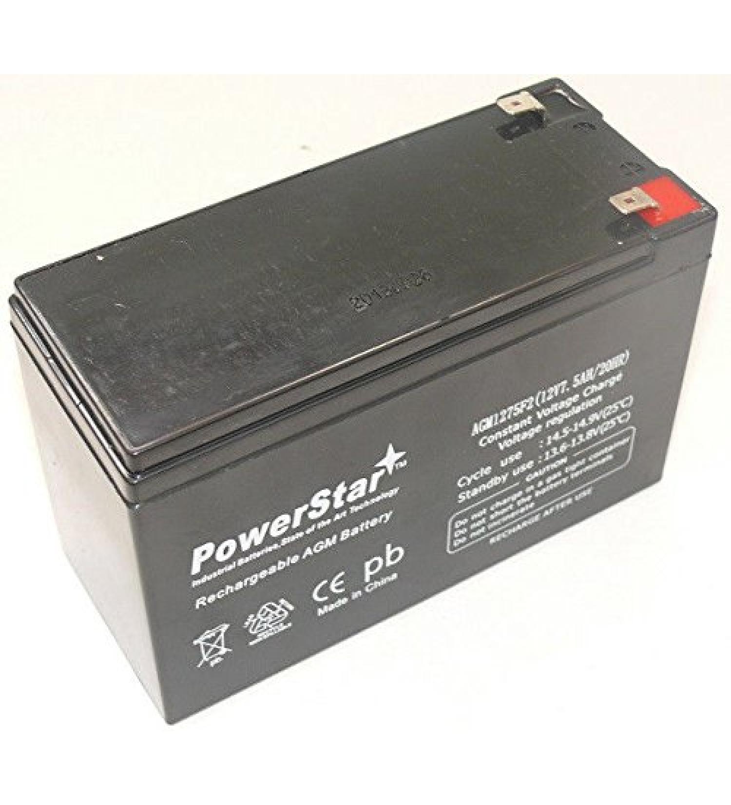 PowerStar 12V 7.5 Sealed Lead Acid SLA Battery Genuine Replaces KT-1270 (W/F-1 Terminal)