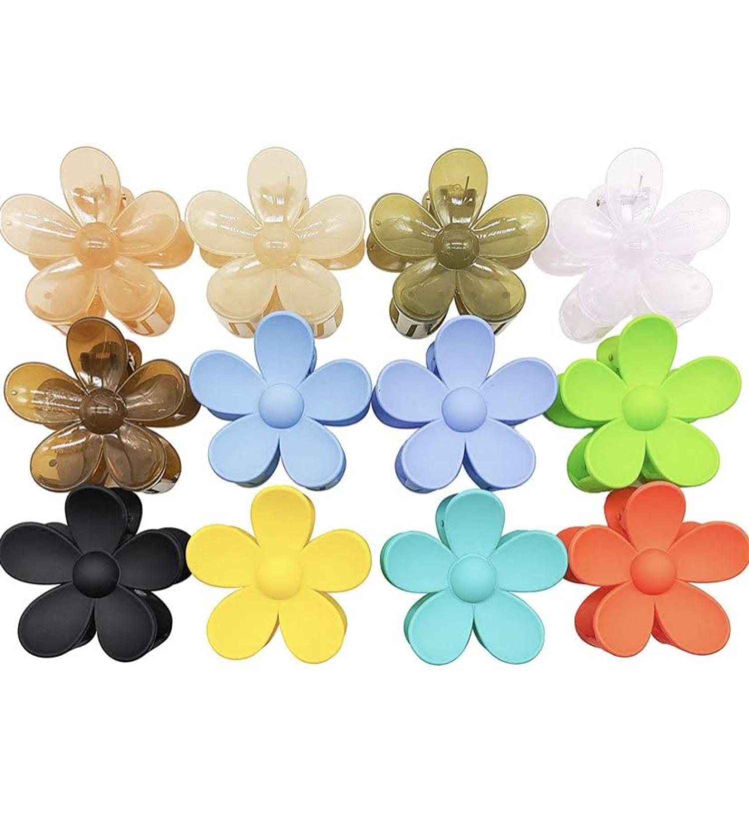 Matte Jelly Clear Flower Claw Clips Variety Pack - 12pcs | Non Slip Strong Hold Hair Barrettes for Thick Hair - Buy Online on GoSupps.com