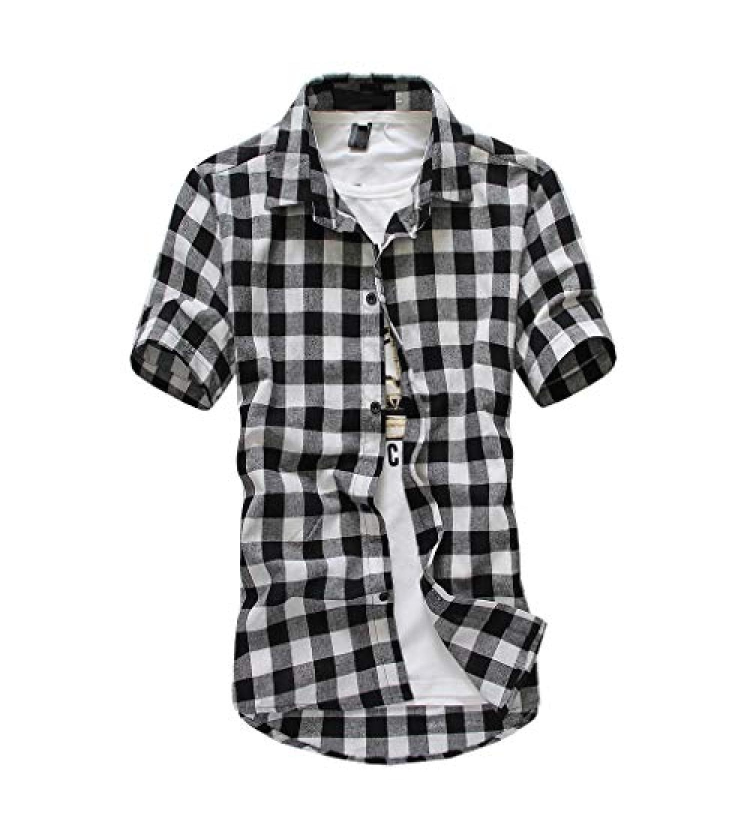 2022 Men's Stylish Cut Off Flannel T-shirt - Casual Slim Button Up Vest Vintage Cowboy Plaid Sleeveless Tank Top - Black Blue Medium - Buy Online on GoSupps.com