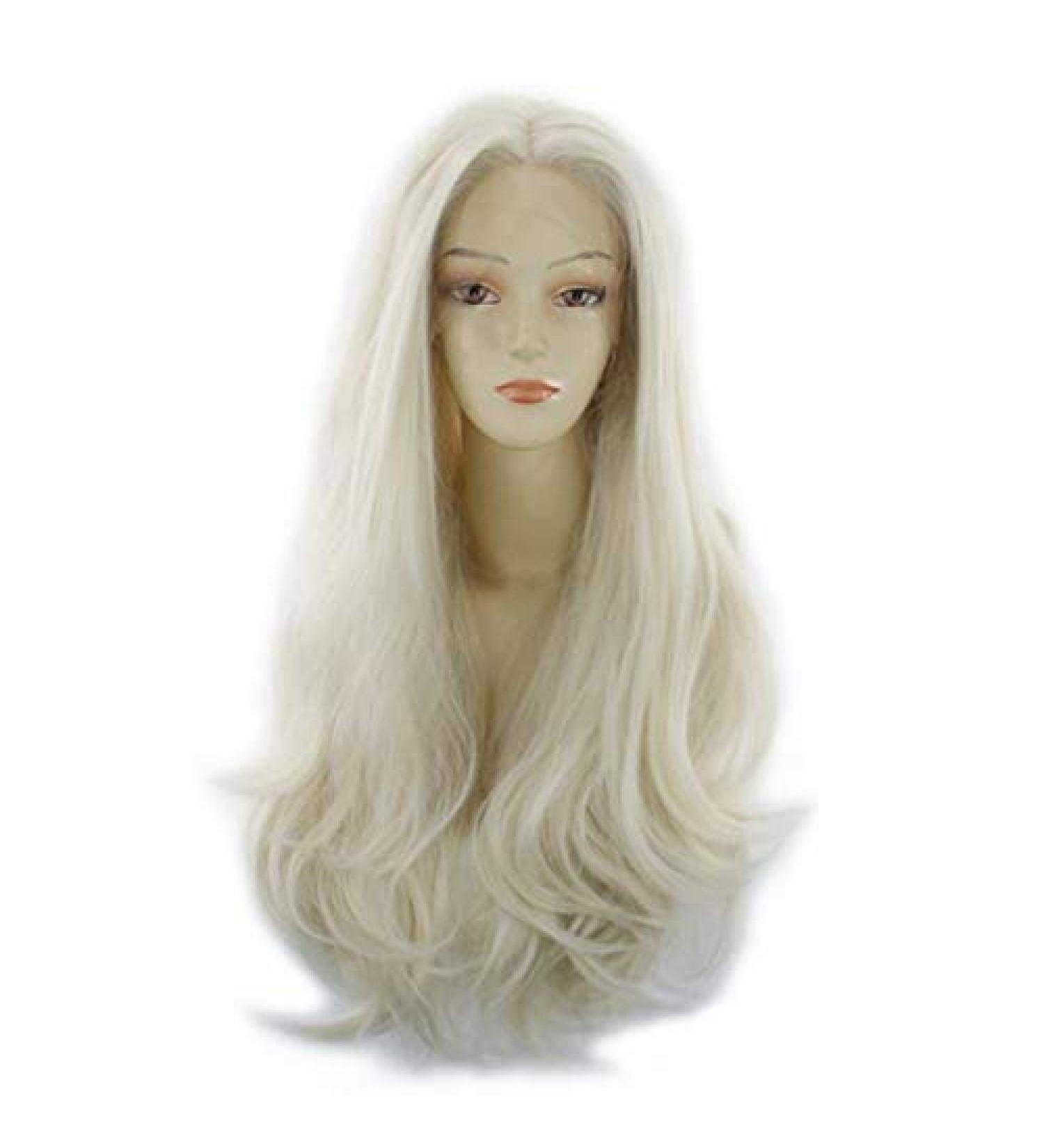 BGHJUE Blonde Lace Front Wig - 26-Inch Silk Straight Heat Resistant Synthetic Wig for Women - Glueless & Stylish - Buy Online on GoSupps.com