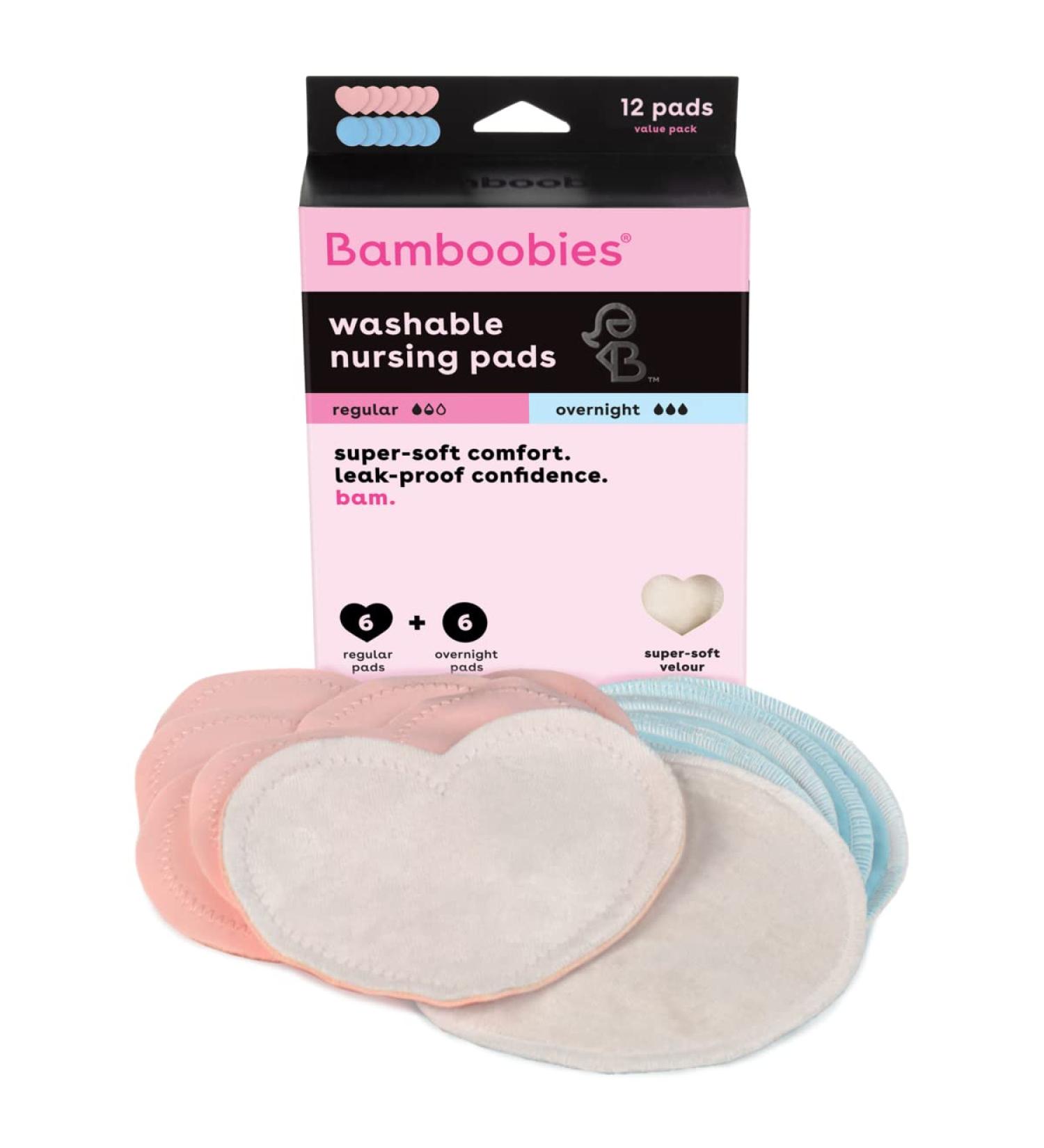 Bamboobies Womens Overnight Nursing Pads  Reusable and Washable  Pink Regular and Blue Overnight  Variety Pack  6 Pair (Pack of 1) 3 Regular Pairs & 3 Overnight Pairs - Buy Online on GoSupps.com