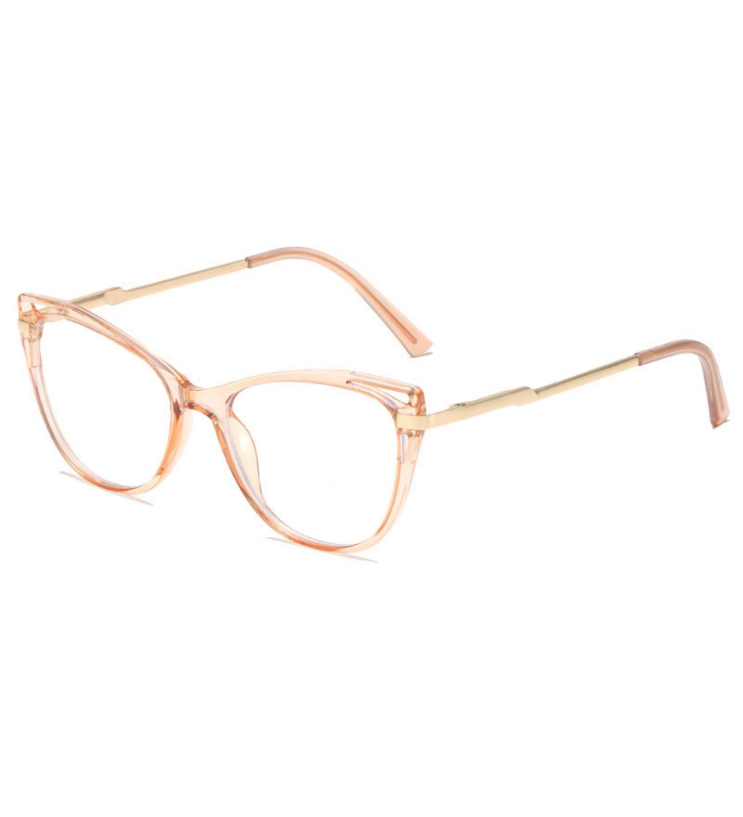 FLYRANGOOV Cat Eye Blue Light Blocking Glasses for Men & Women | Anti-Eye Strain UV Protection | Stylish Light Brown Computer Glasses - Buy Online on GoSupps.com