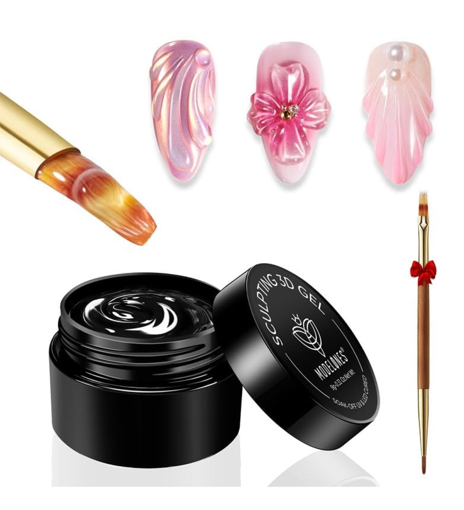  Modelones MODELONES 3D Nail Art Gel 9g Multifunctional Sculpting Gel with Brush for Rhinestone Glue 3D Nail Glue - Buy Online on GoSupps.com