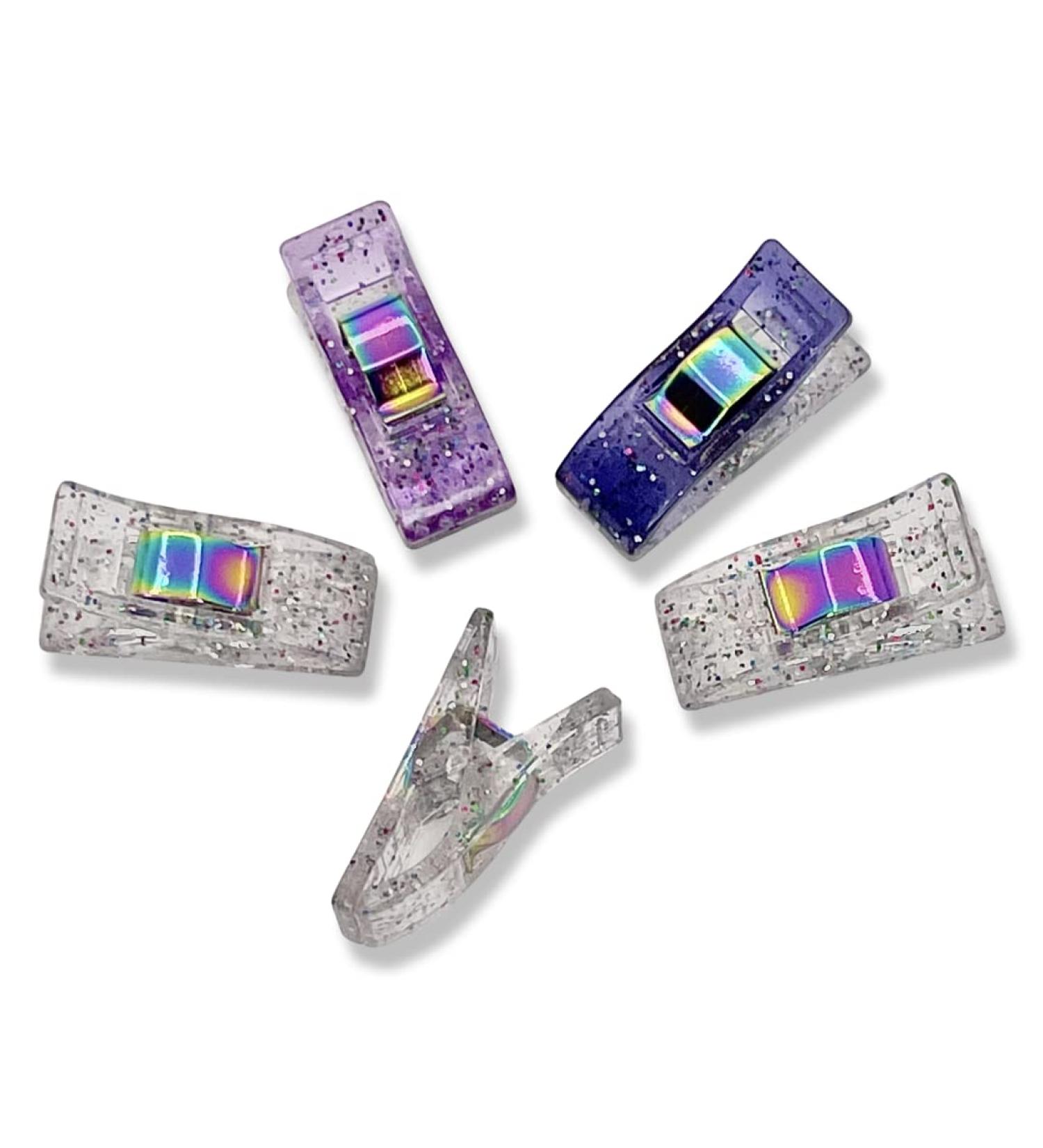 50 Pack Glitter Sewing Clips - Clear Purple & Navy Mini Quilting Fabric Clips - Buy Online on GoSupps.com