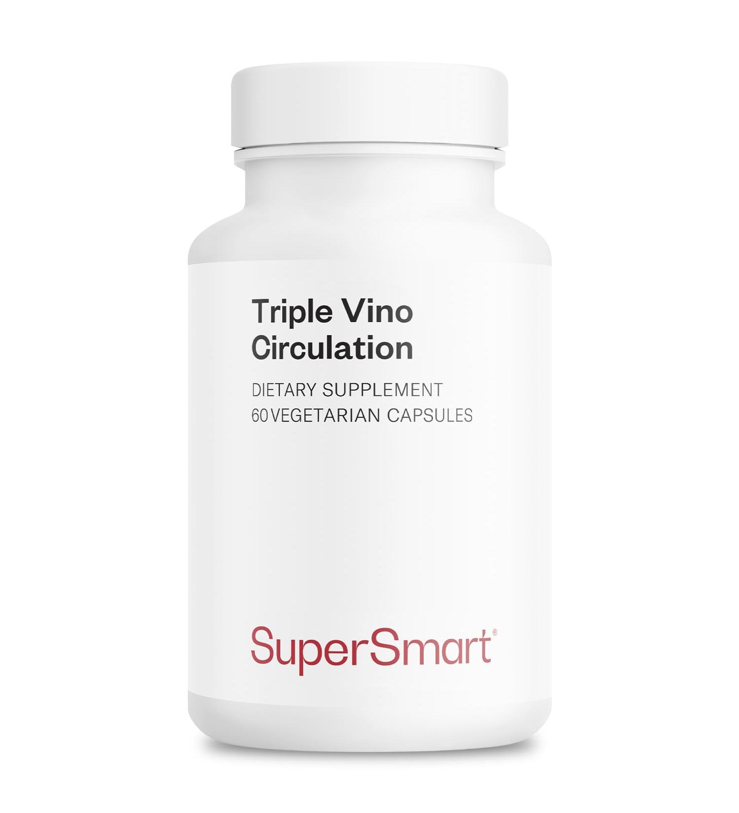 Supersmart Triple Vino Circulation (High Potency) - 3-in-1 Formula - Red Vine Leaf Extract - with Grape Seed & Marc | Vegan & Gluten Free - 60 Veg Capsules - Buy Online on GoSupps.com