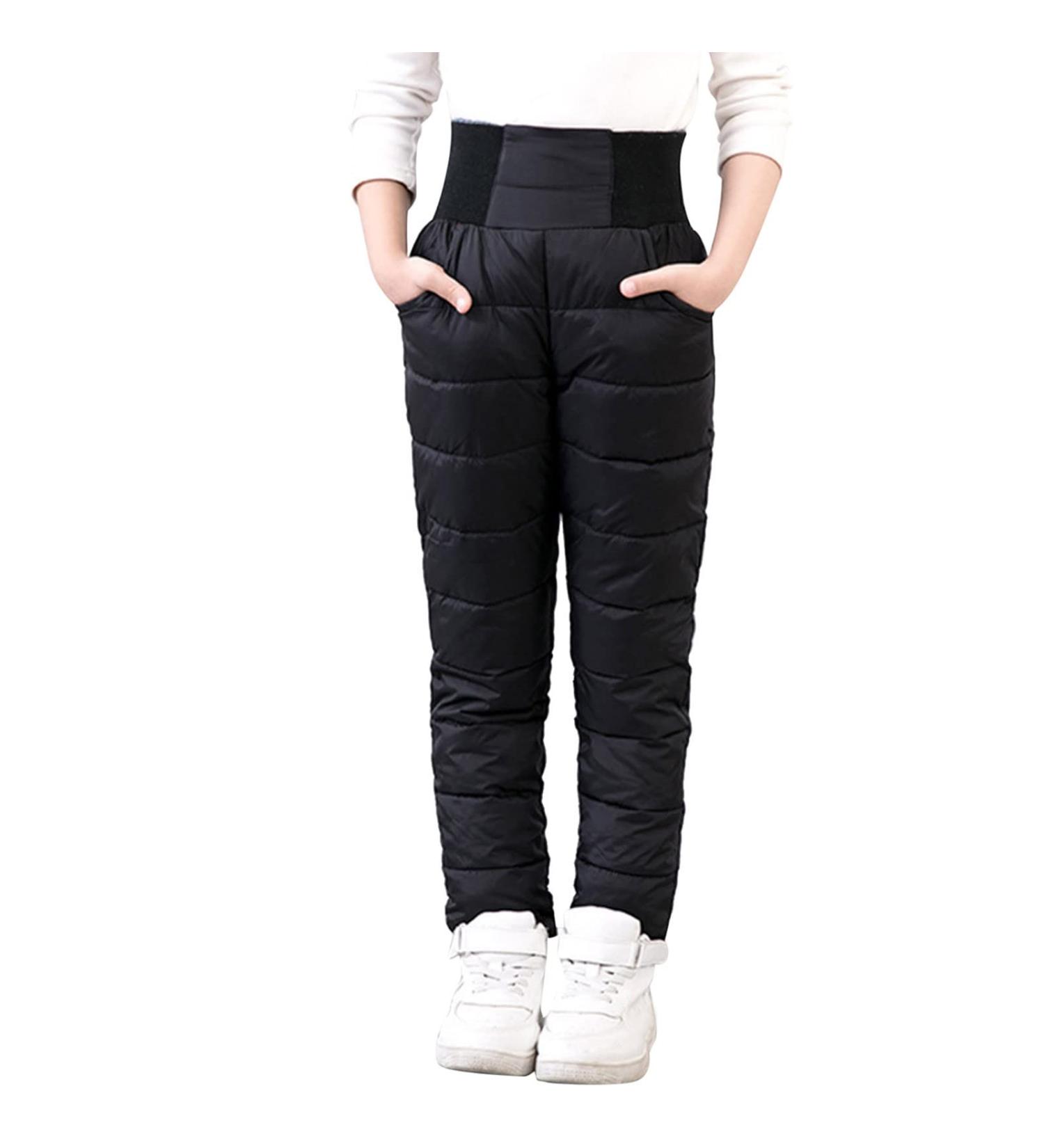 Kids Solid Black Snow Pants | Winter Activewear for Little Boys & Girls | 6-7 Years - Buy Online on GoSupps.com