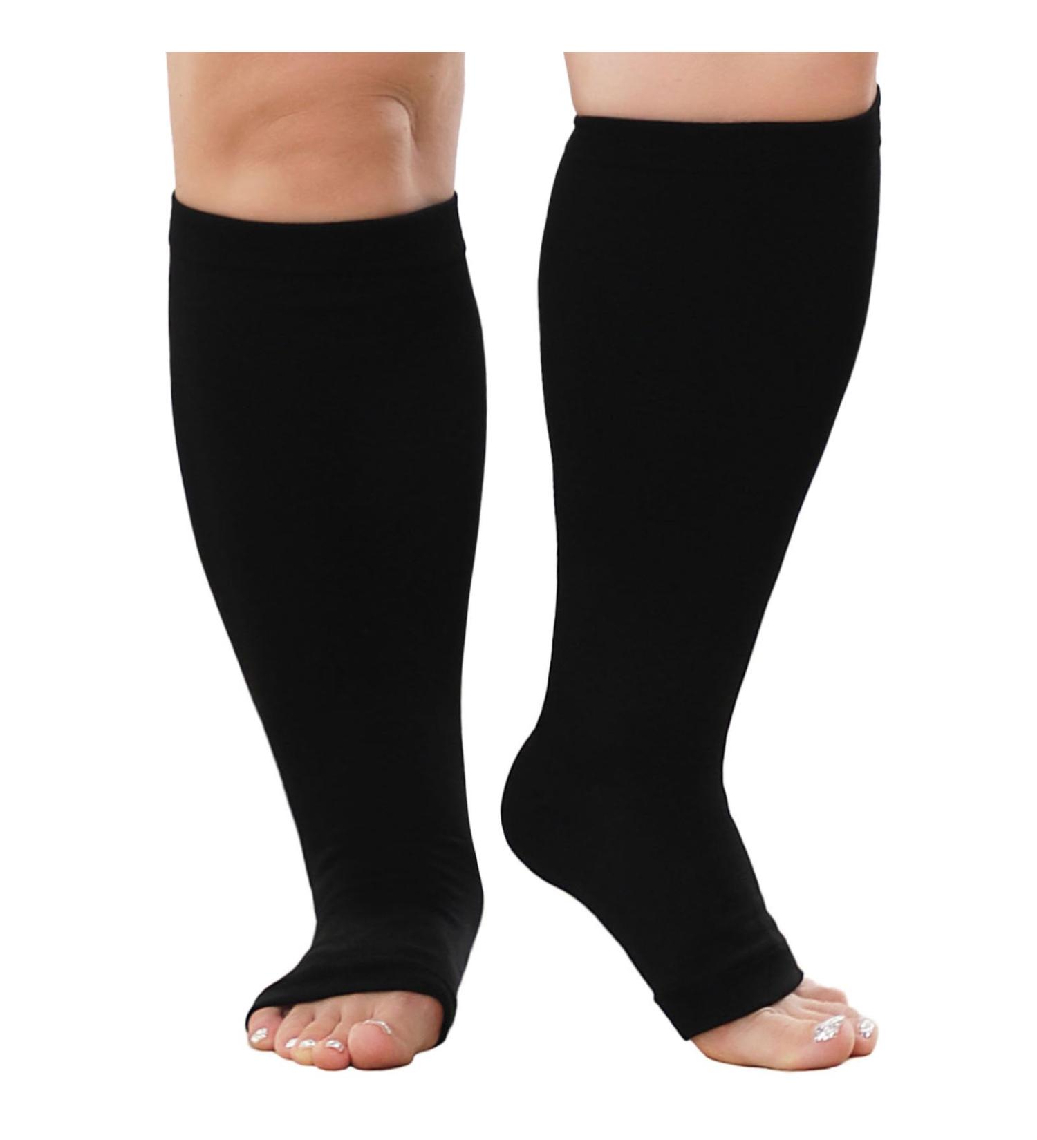 Putuo Compression Stockings for Thick Calves | Men's Thrombosis Socks | Oversize Open Tip Support Stockings for Medical & Running | 3XL Black - International Shipping - Buy Online on GoSupps.com