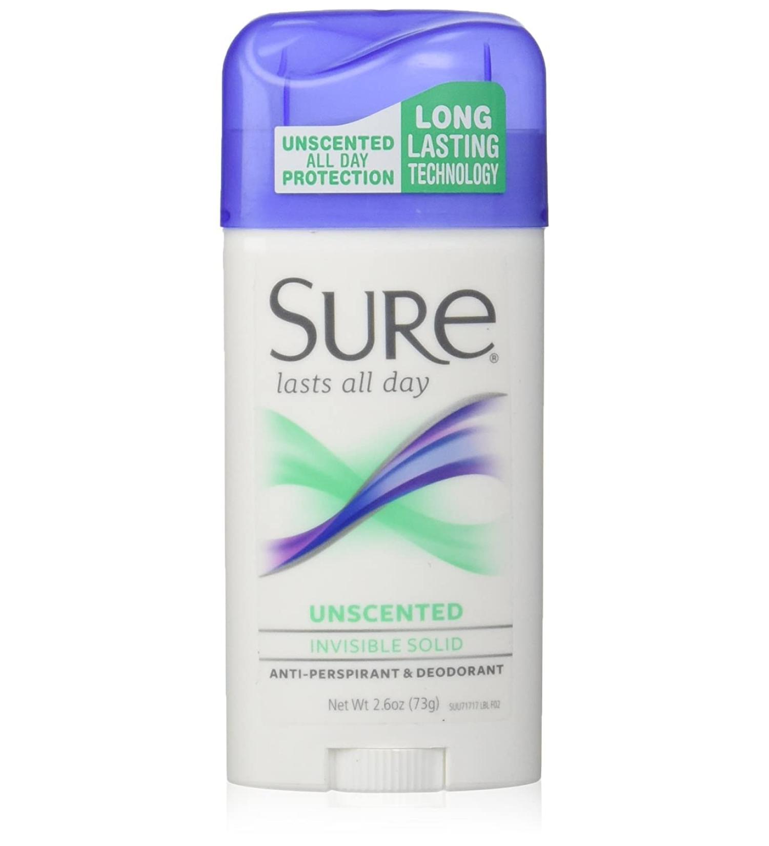 Sure Invisible Solid Deodorant - 2 Count | Reduces Underarm Wetness | Unscented | International Shipping Available - Buy Online on GoSupps.com