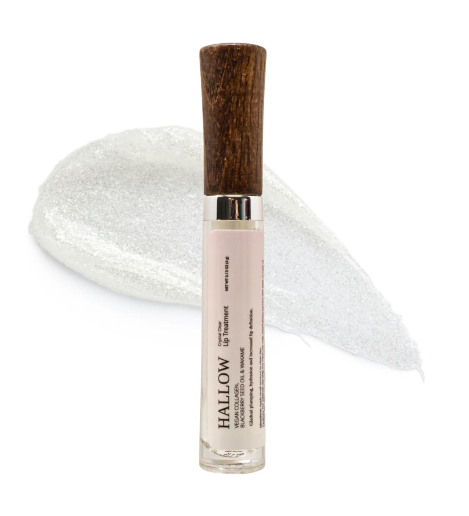 Hallow Lip Treatment Crystal Clear Gentle Volumizing Gloss with Jojoba Oil Avocado Oil and Vegan Collagen 0.13 oz (4g) - Buy Online on GoSupps.com