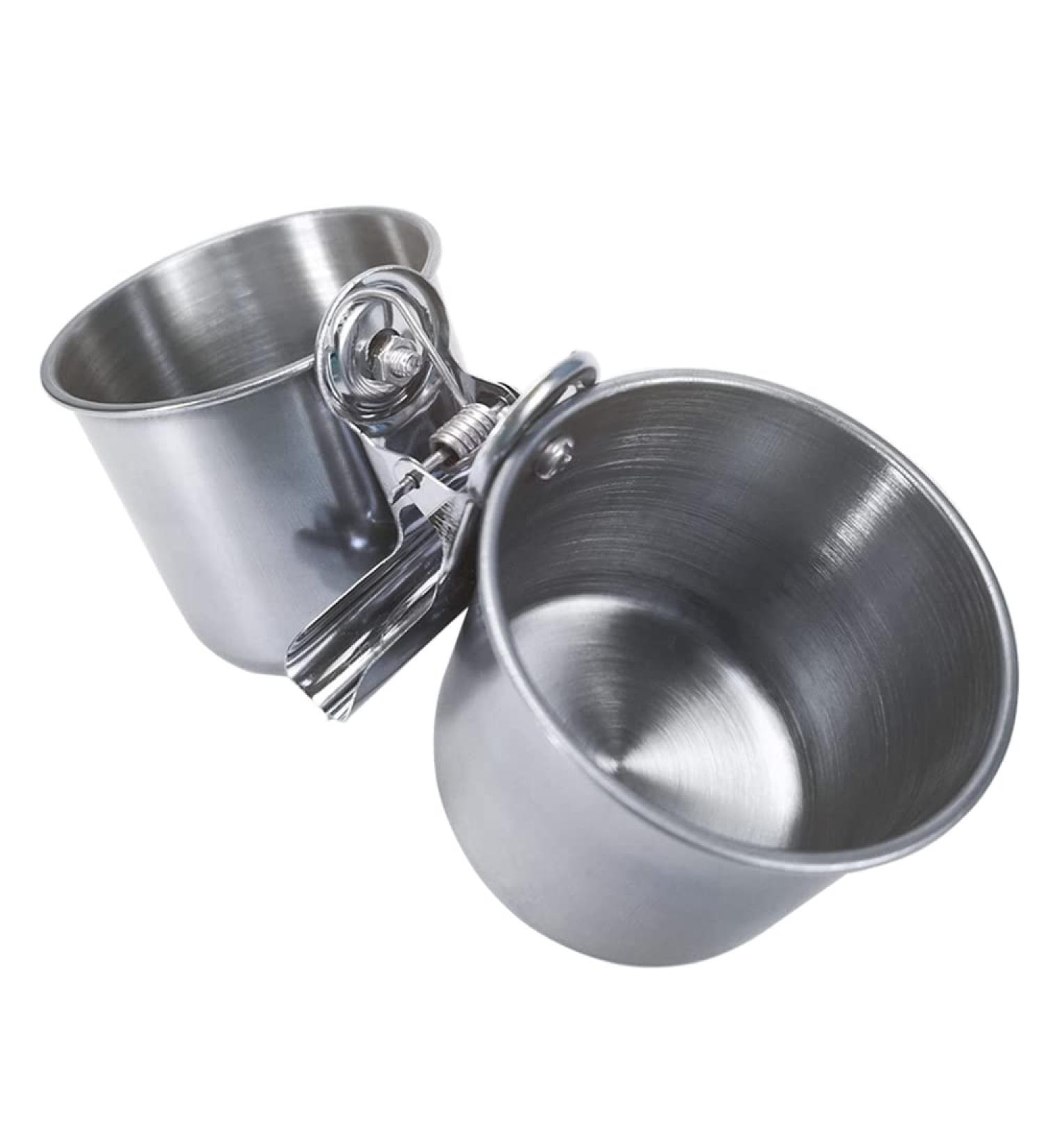 Texsens Bird Feeding Cups - Stainless Steel Parrot Food and Water Bowls with Clamp Holder for Small Birds and Animals - Buy Online on GoSupps.com