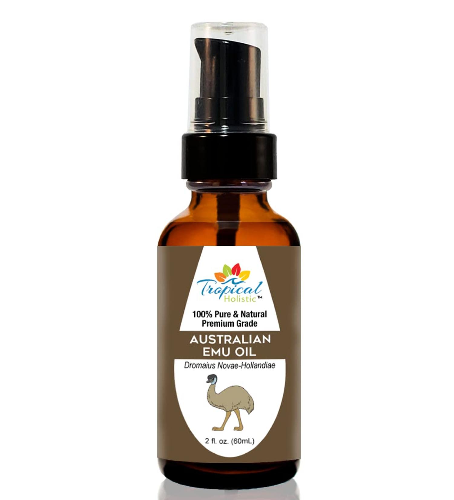 Australian 6X Refined Grade A Emu Oil 2 oz - 100% Pure Premium Natural Essential Oil by Tropical Holistic - Multipurpose Beauty Essential for Hair Face Skin Stretch Marks & Nails - Travel Size - Buy Online on GoSupps.com