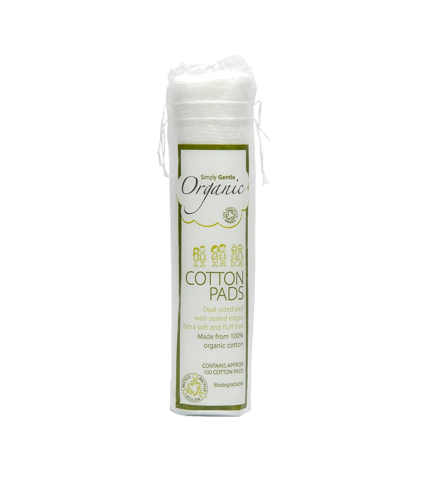 Simply Gentle Organic Cotton Pads Dual sided - Sealed Edges - Low Lint - 100% Organic Cotton Wool 100 Count (Pack of 6) - Buy Online on GoSupps.com