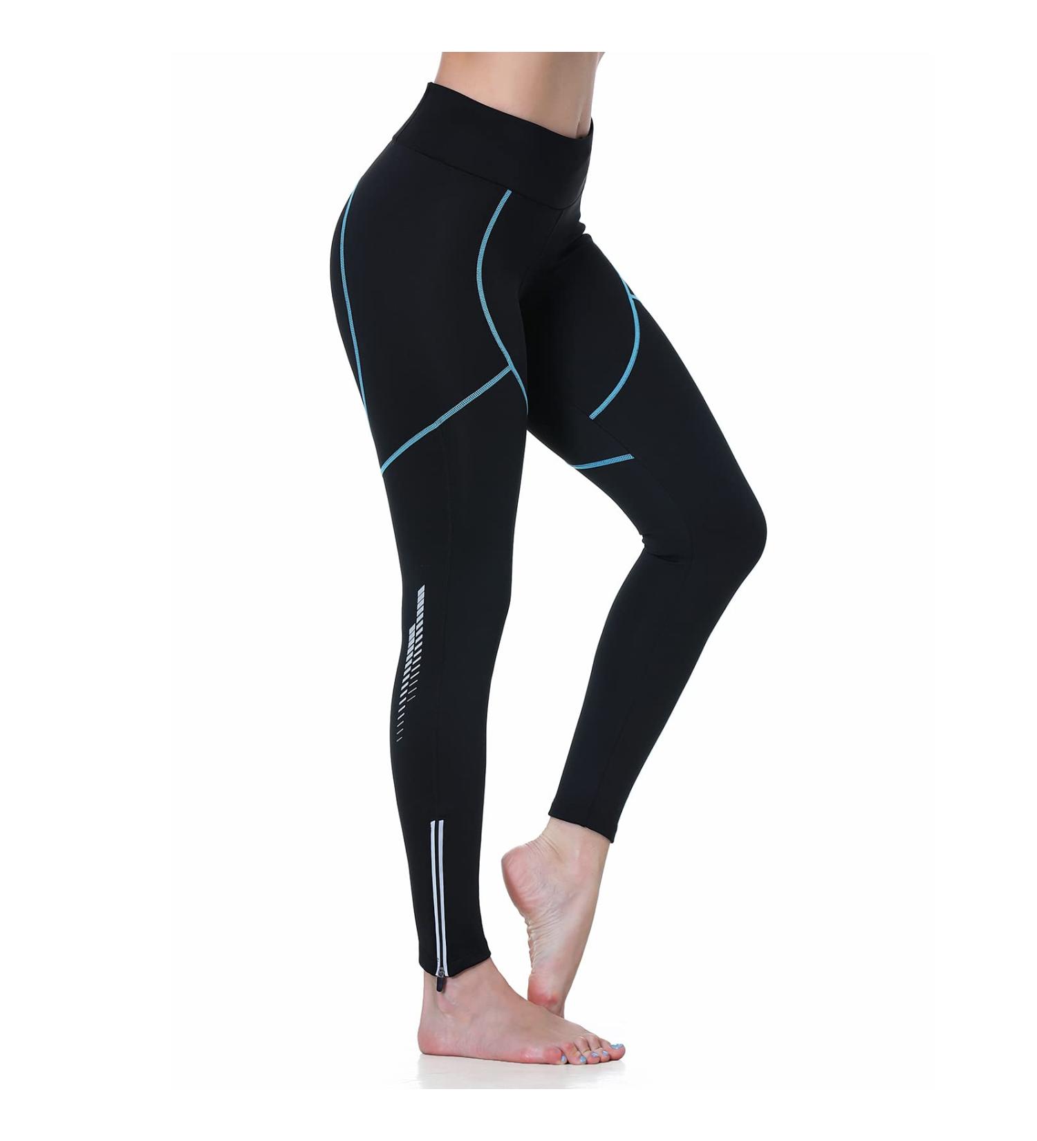 Buy Women's Long Winter Thermal Cycling Pants - Padded Quick Drying Elastic in Blue Line | Perfect for Cold Weather Cycling - Buy Online on GoSupps.com